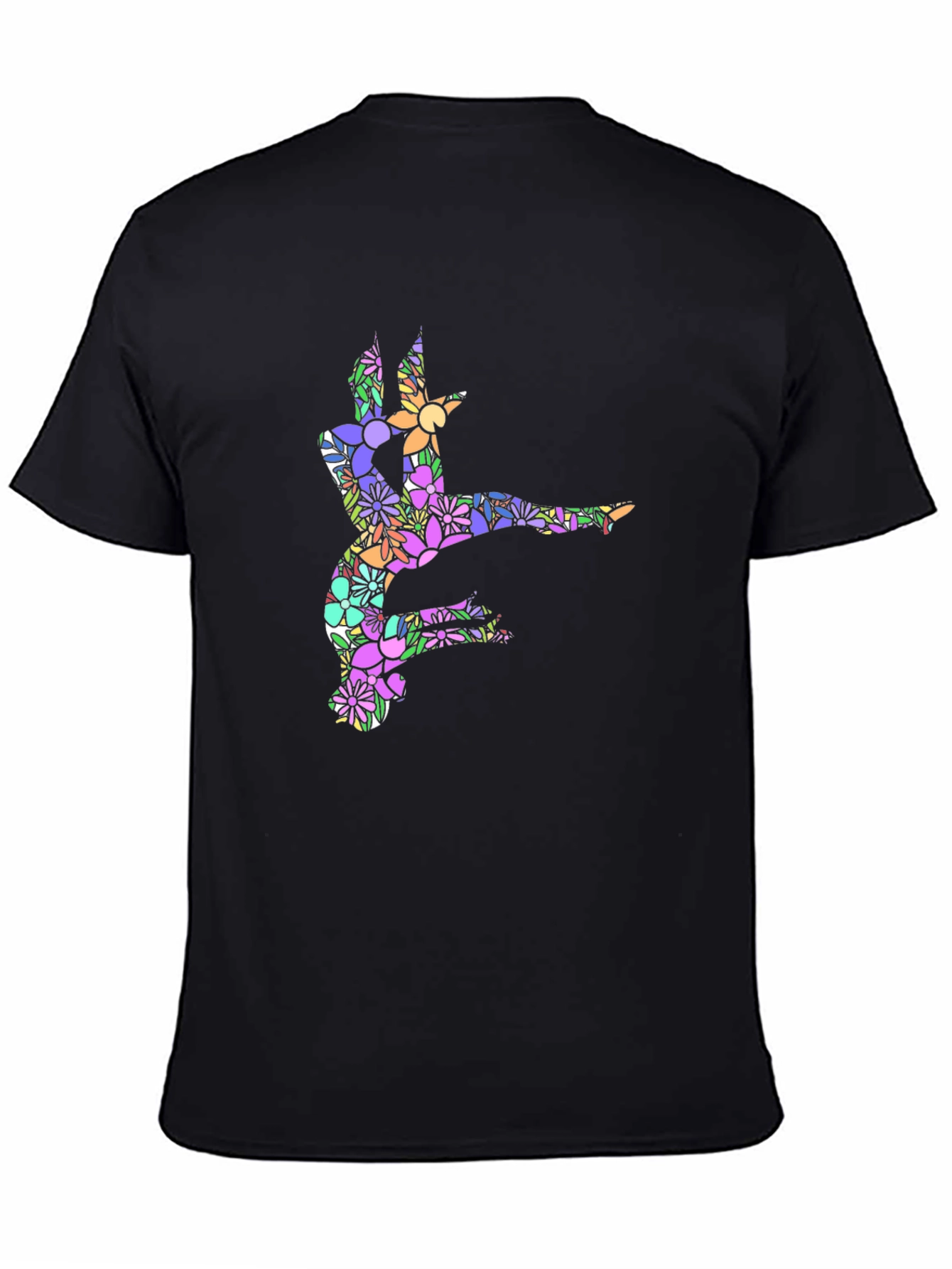 Black Floral Dancer Graphic Black T-Shirt view 4