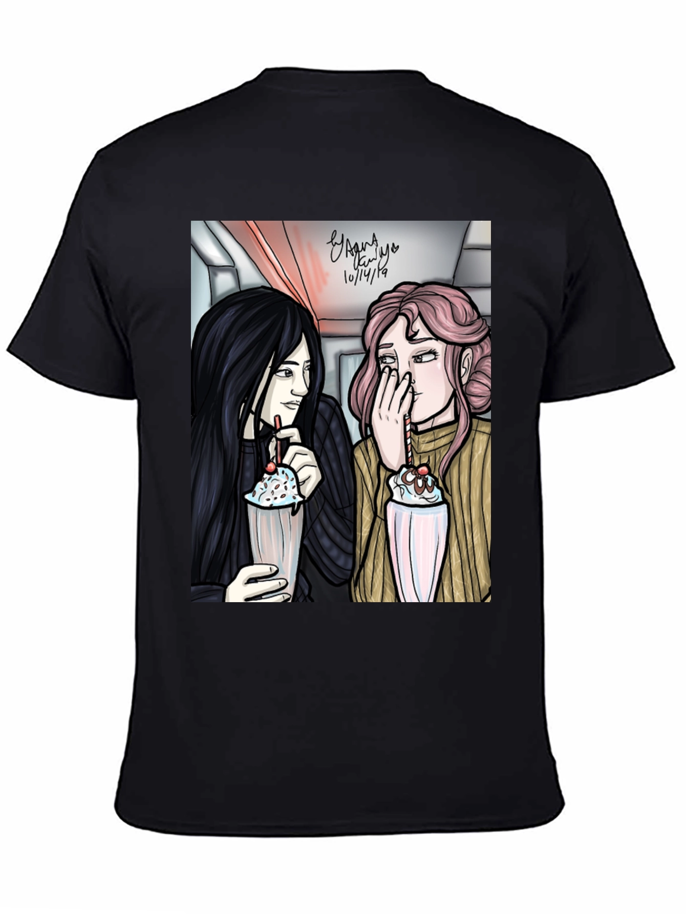 Black Cartoon Graphic Tee - Milkshake view 4