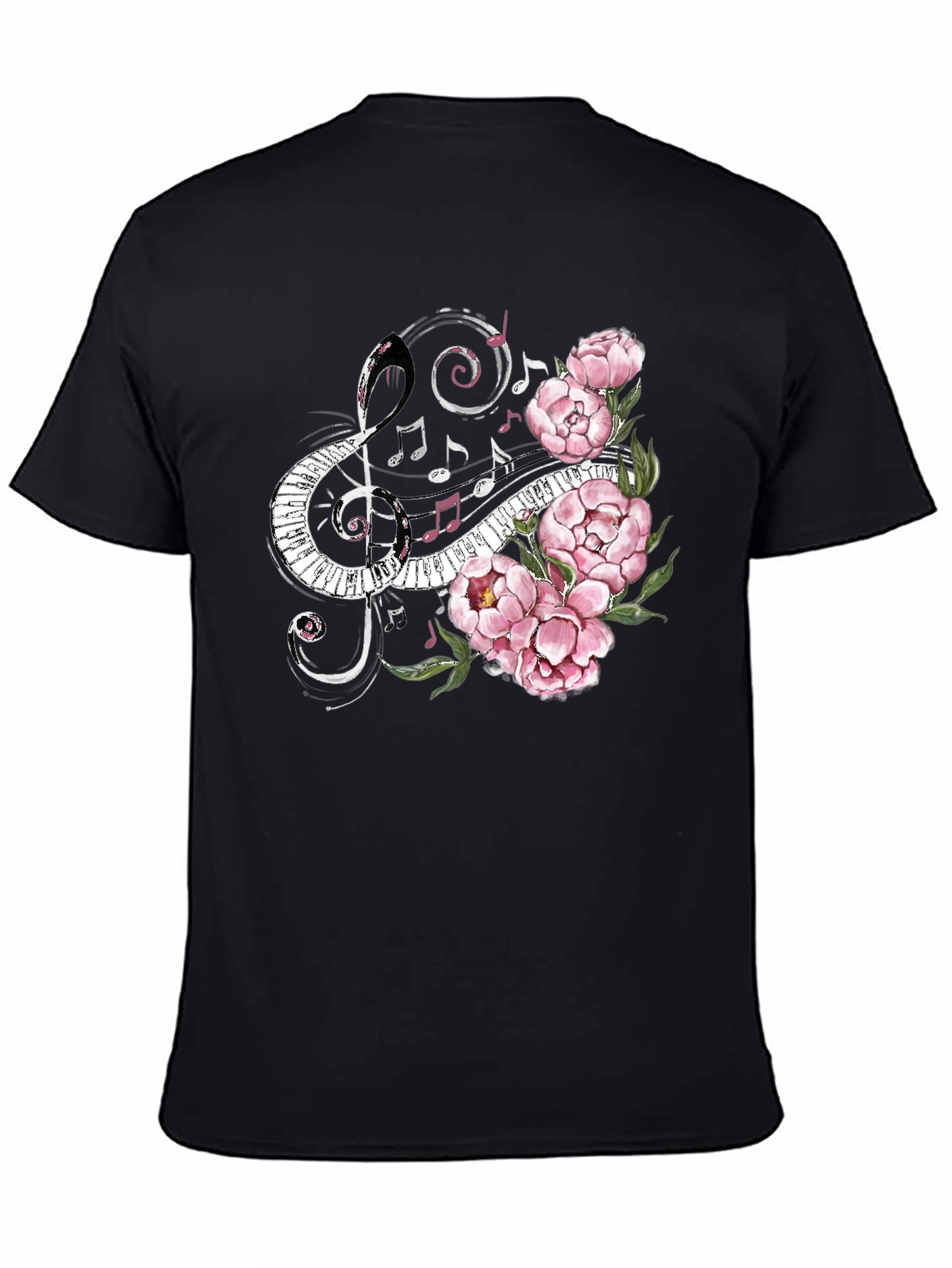 Black Musical Florals Men's Black Tee view 4