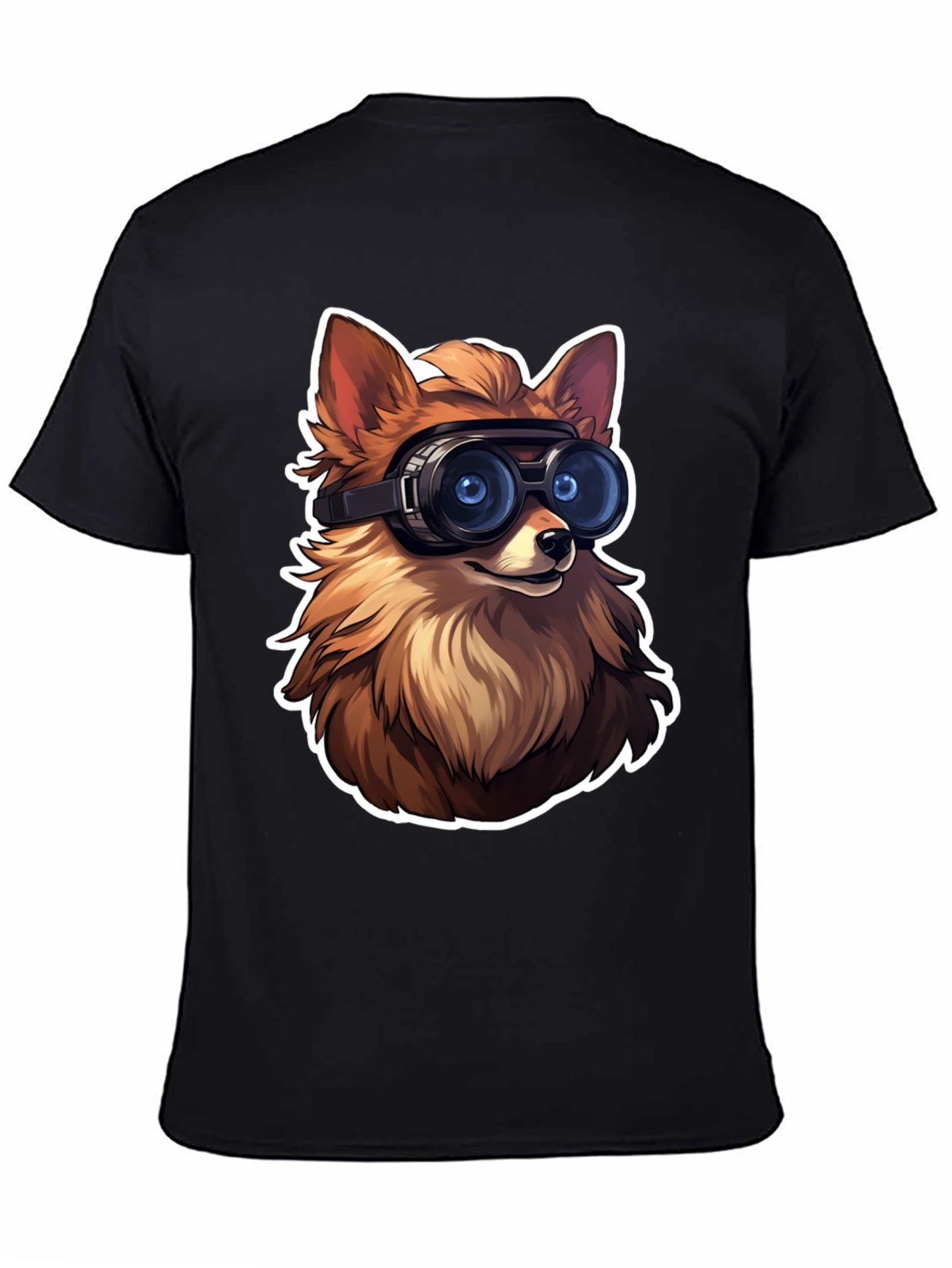 Black Fox Goggles Graphic Tee - Cool Animal Design view 4