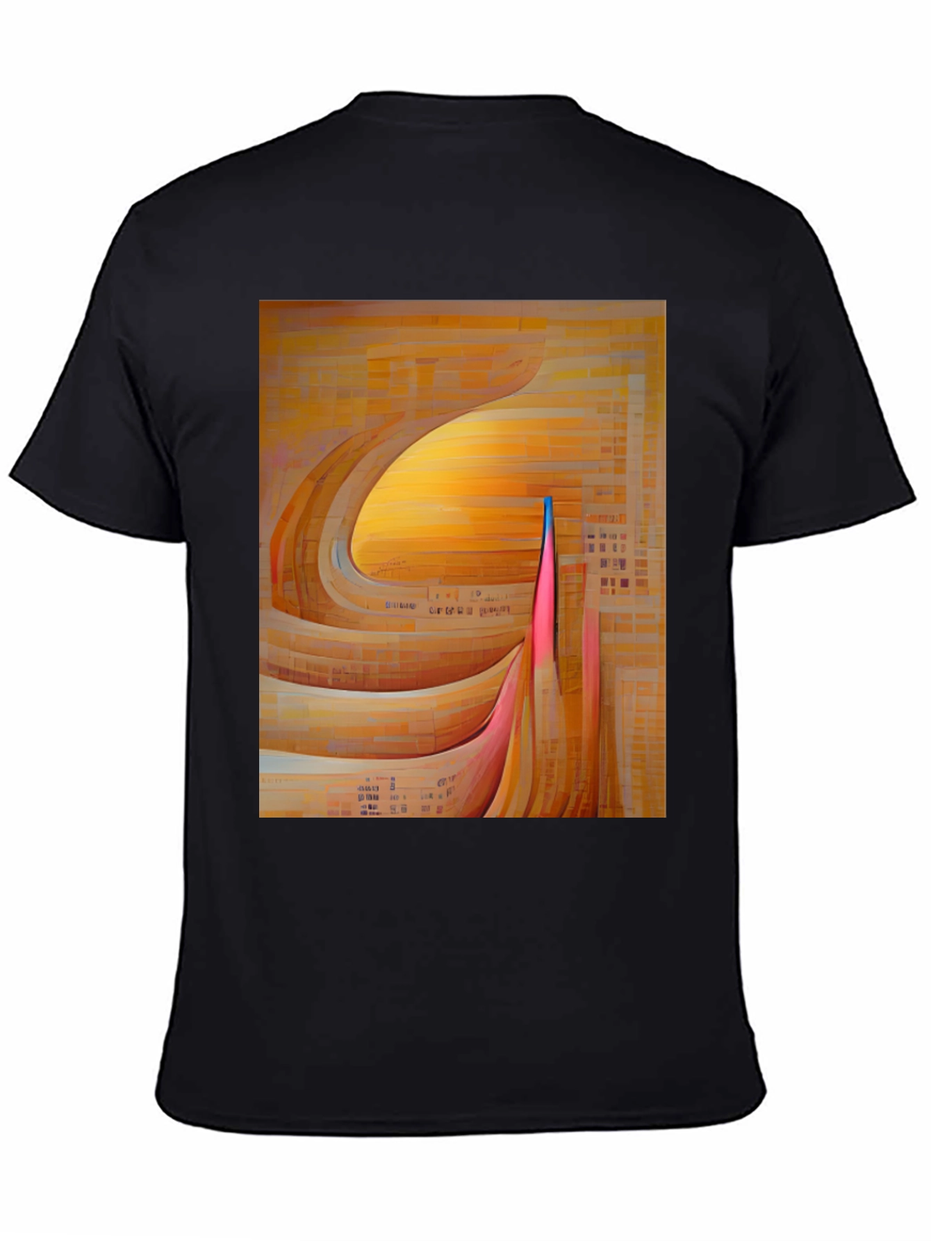 Black Abstract Geometric Graphic Print Black T-Shirt view 4