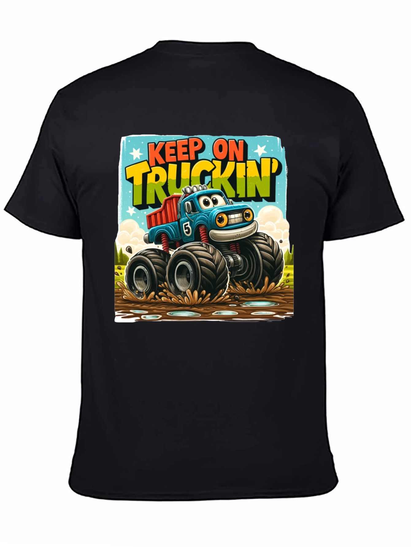 Black Keep On Truckin' Monster Truck T-Shirt view 4