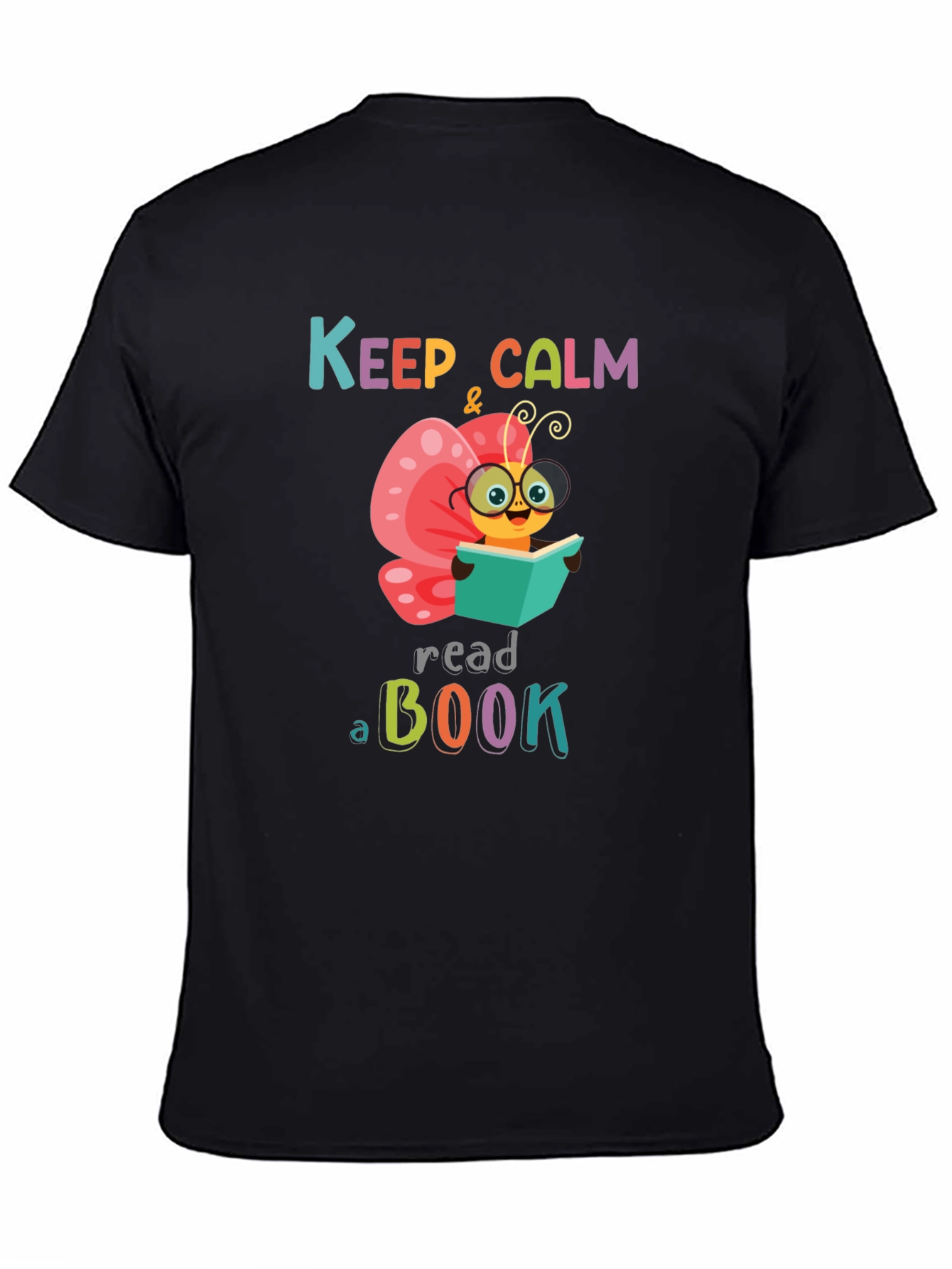 Black Keep Calm Read a Book T-Shirt view 4