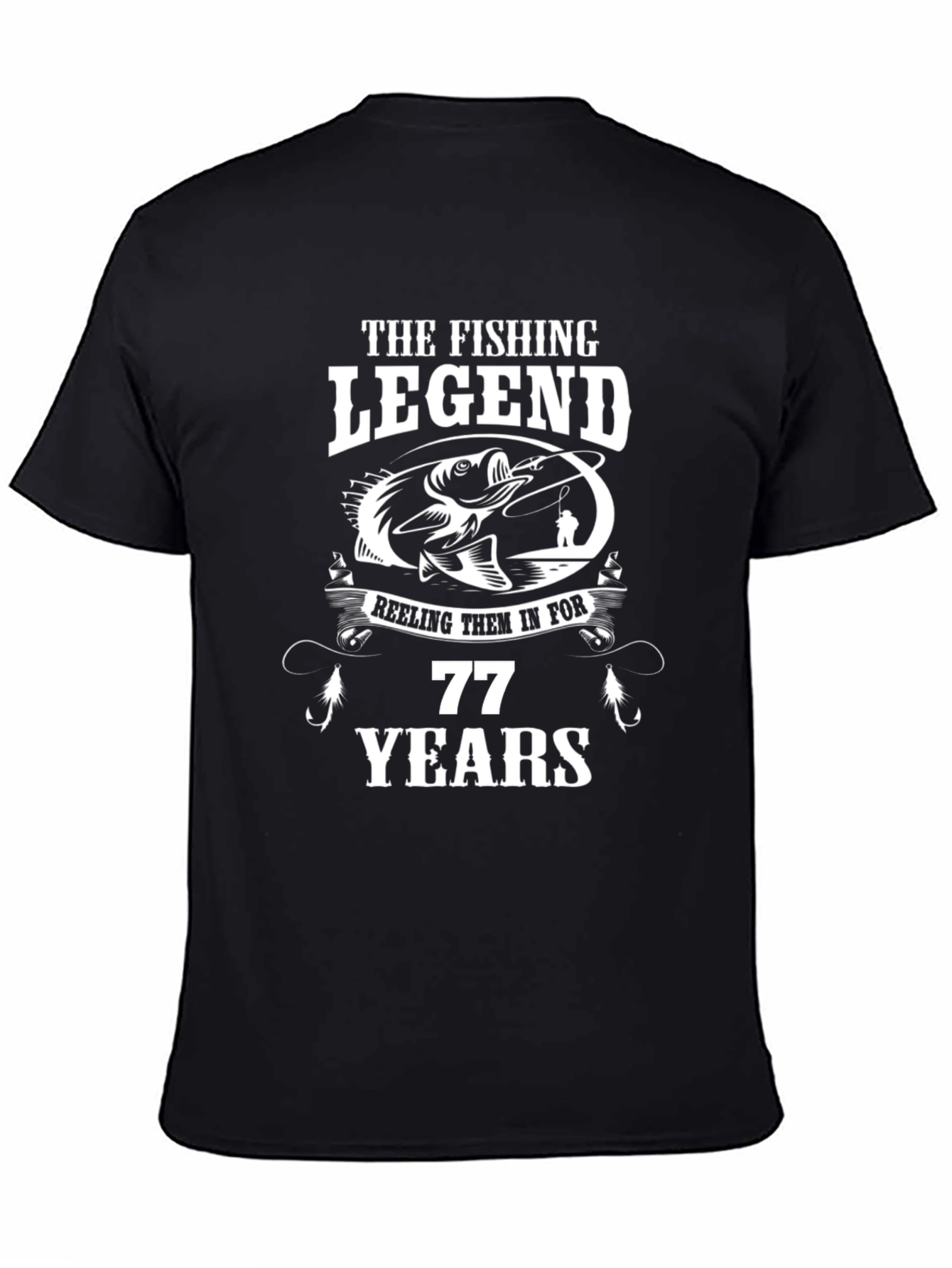 Black Fishing Legend 77 Years T-Shirt view 4