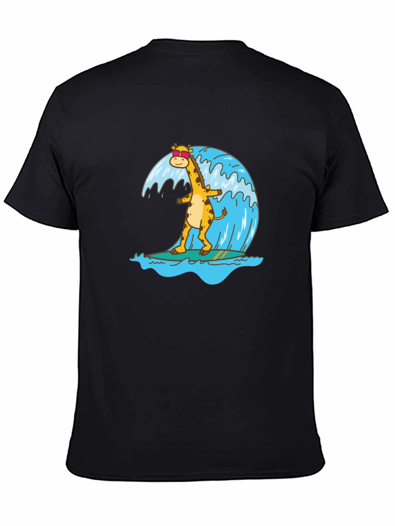 Black Surfing Giraffe Graphic Tee view 4