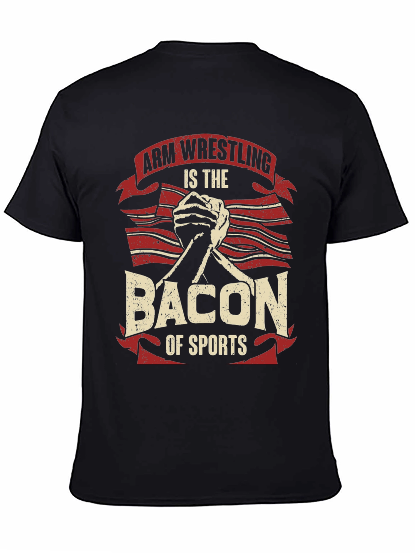 Black Arm Wrestling Bacon of Sports T-Shirt view 4