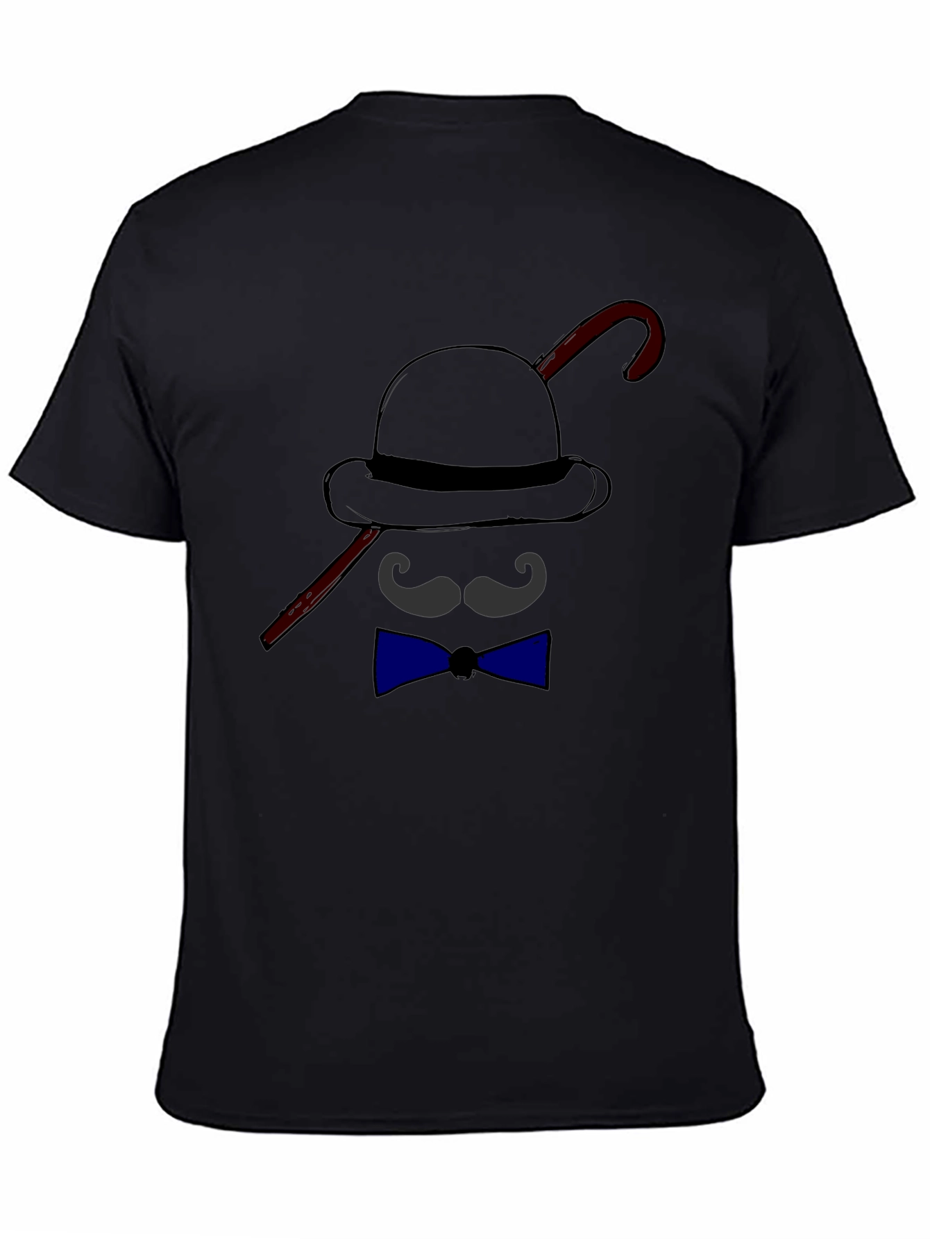 Black Men's Funny Bowler Hat & Bow Tie Graphic T-Shirt view 4