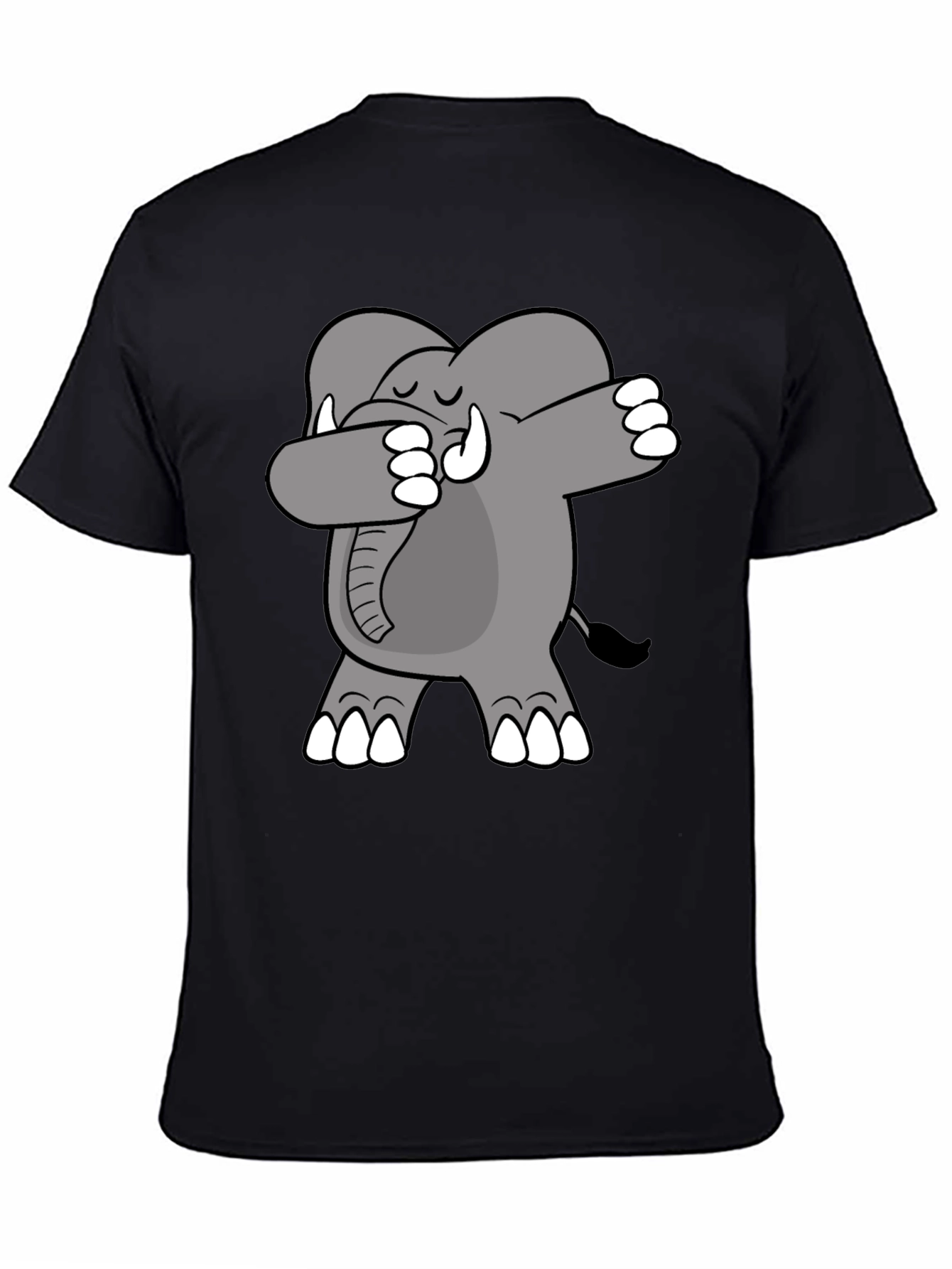 Black Dabbing Elephant Graphic Tee - Black Cotton Shirt view 4