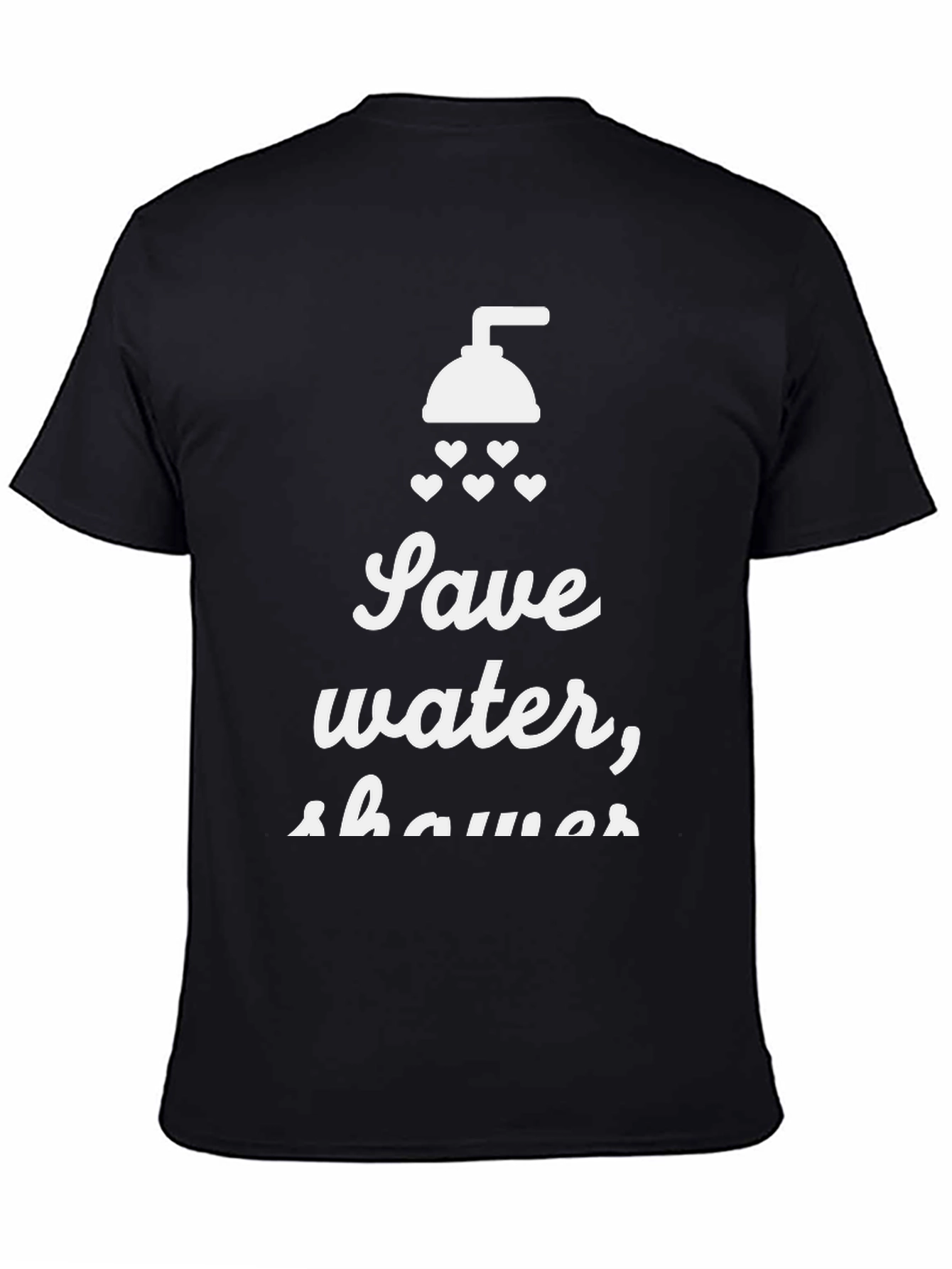 Black Eco-Friendly Graphic Tee - Save Water, Shower Together! view 4