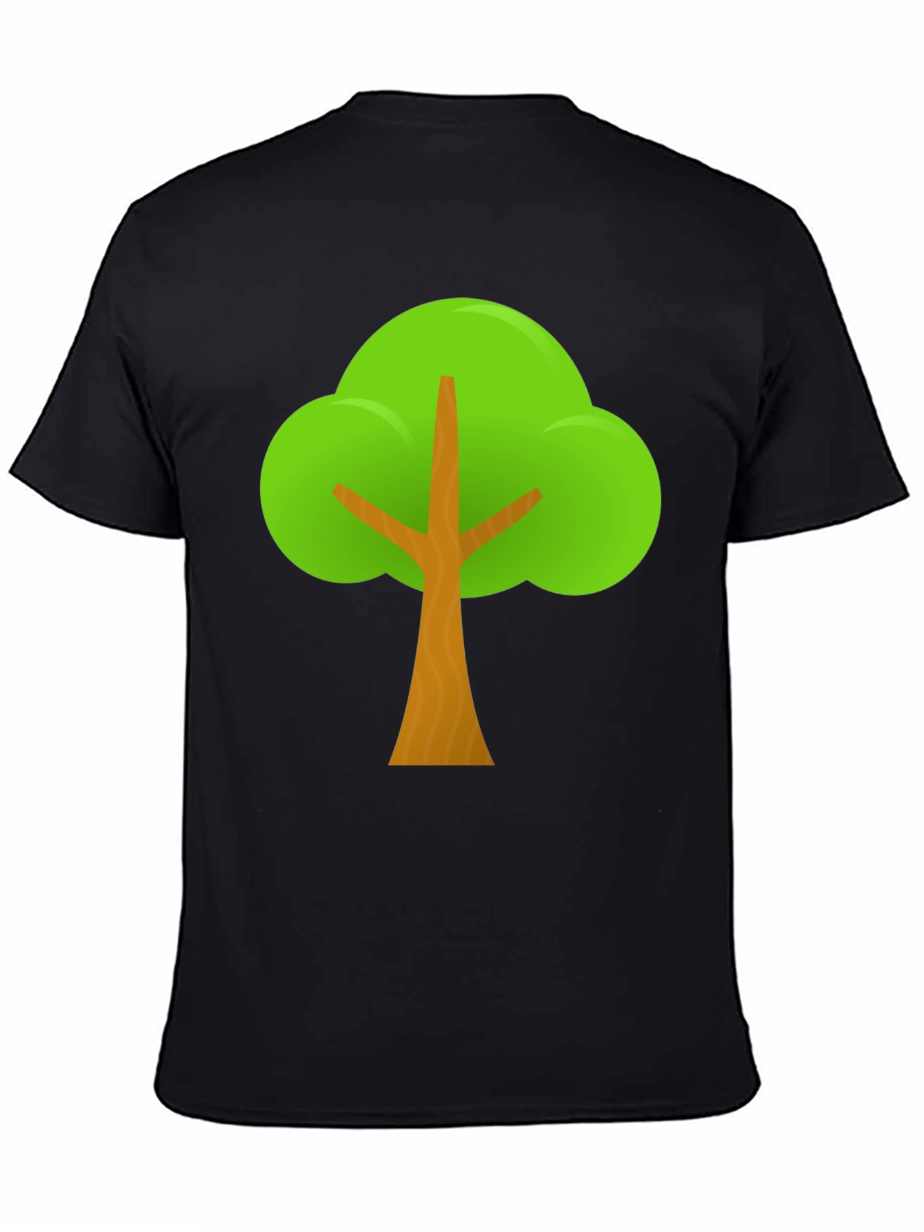 Black Cartoon Tree Graphic Tee - Black Casual T-Shirt view 4