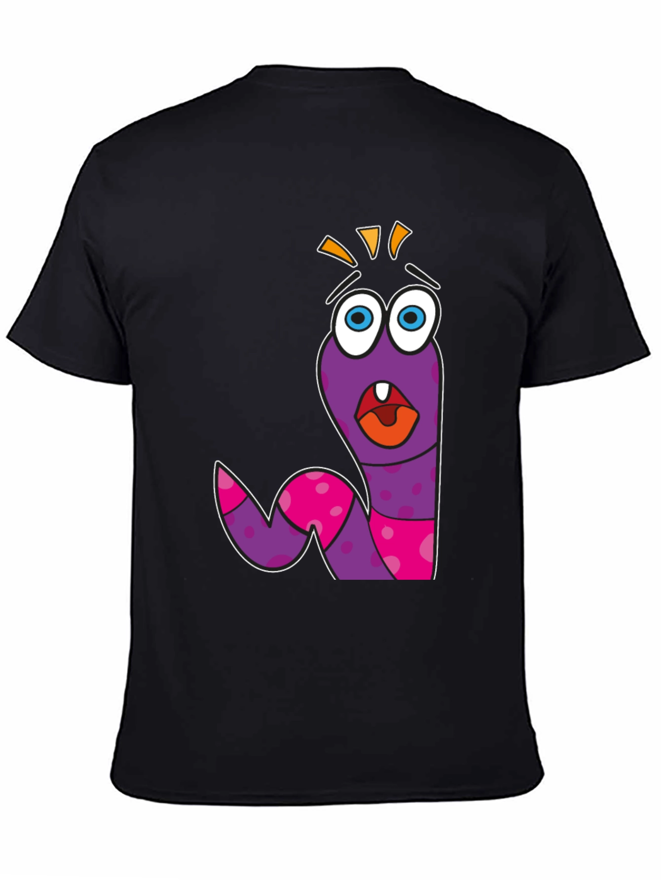 Black Cartoon Worm Graphic Tee - Funny & Unique Design view 4