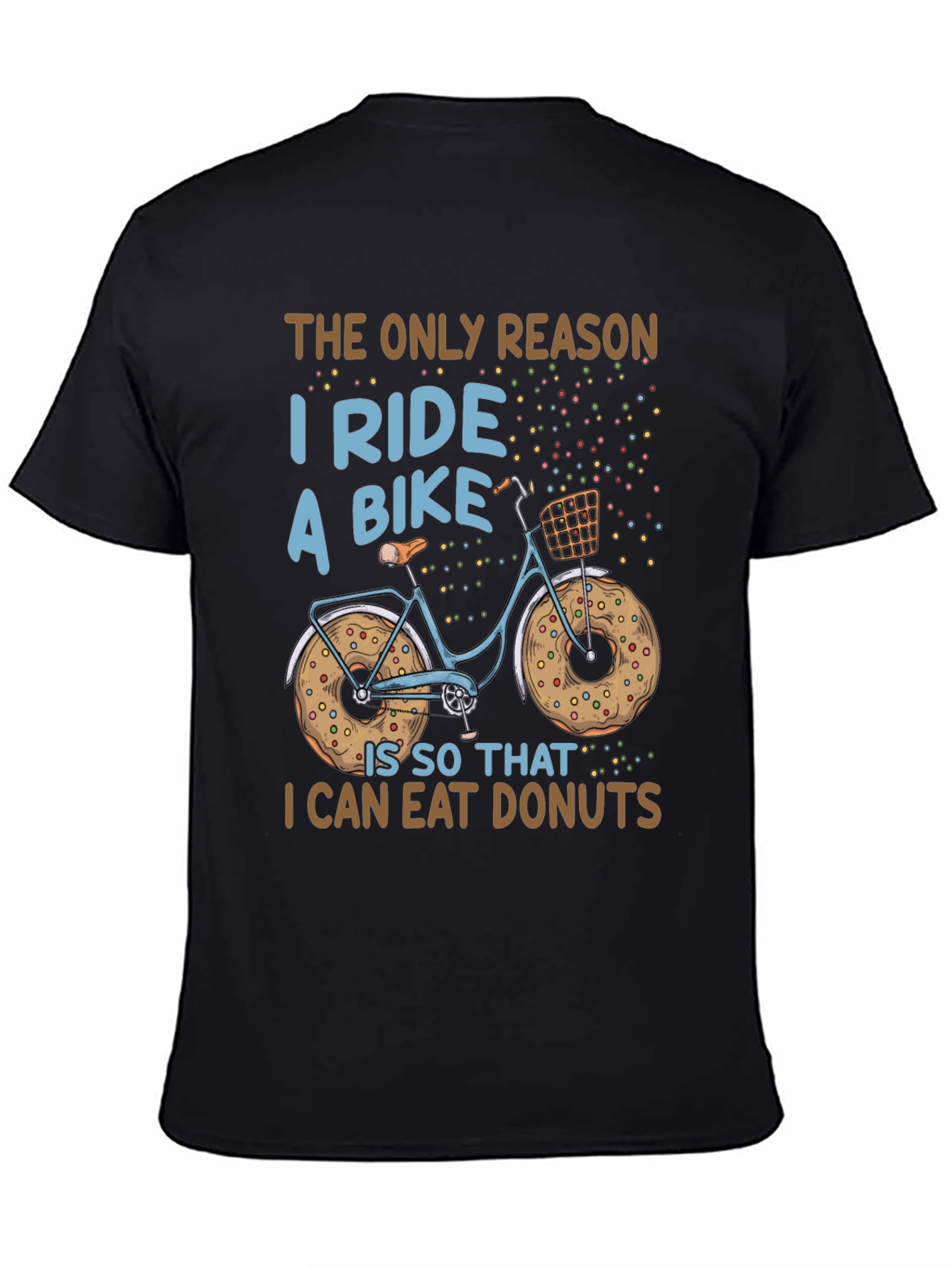 Black Funny Bike & Donut T-Shirt - Cycling & Foodie view 4