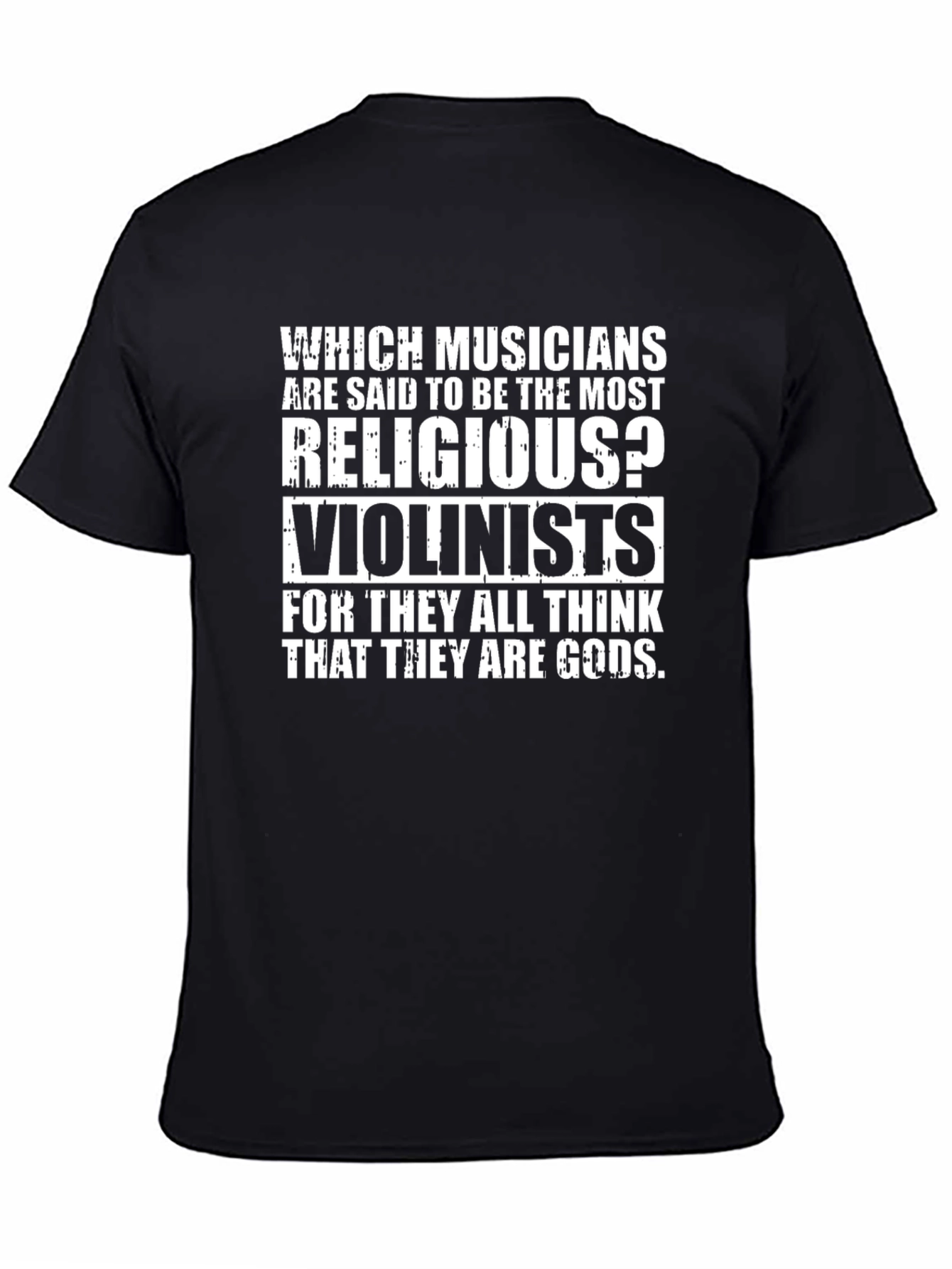 Black Funny Violinist Religious Musician Black T-Shirt view 4
