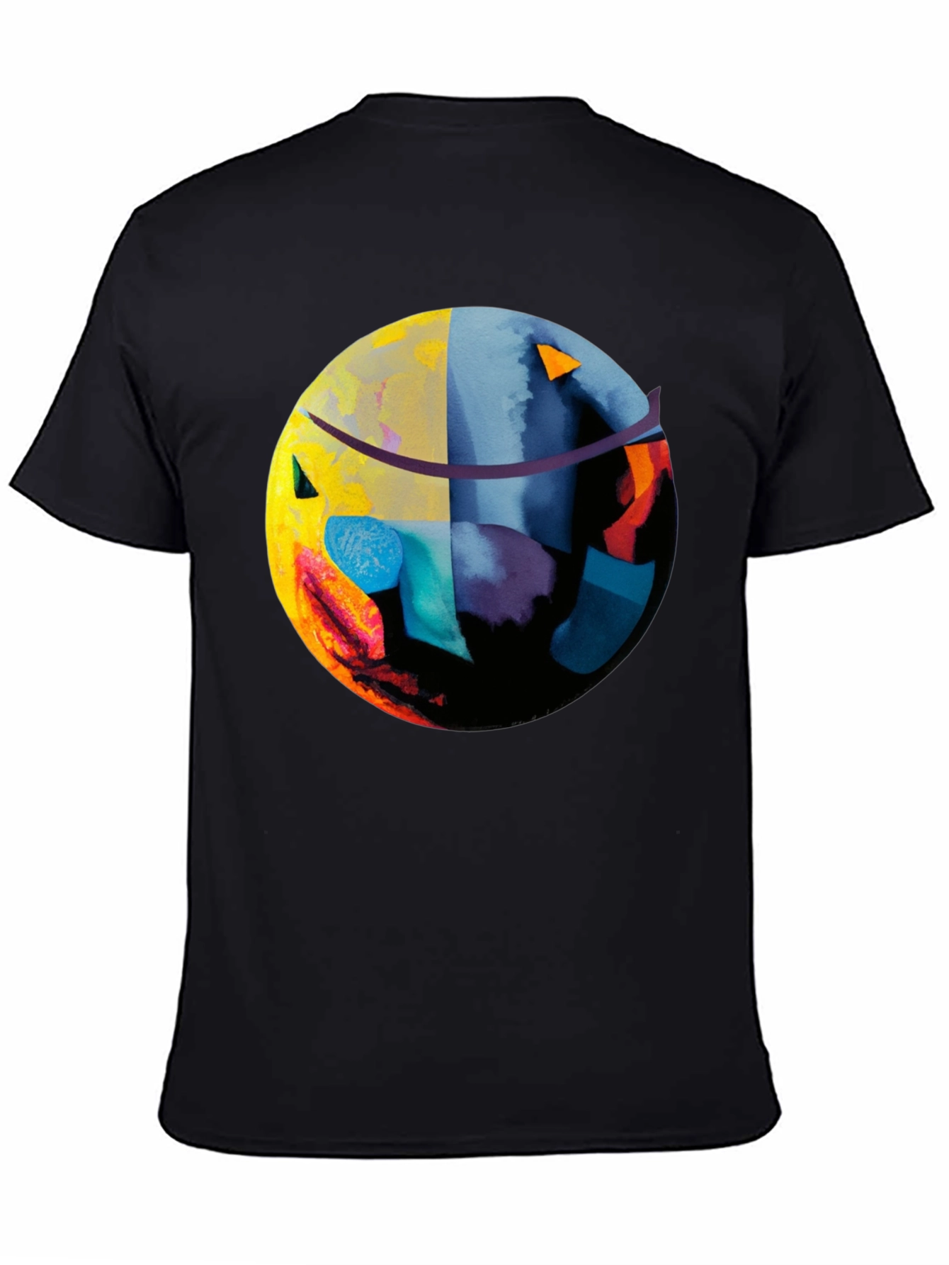Black Abstract Graphic Print Black T-Shirt view 4
