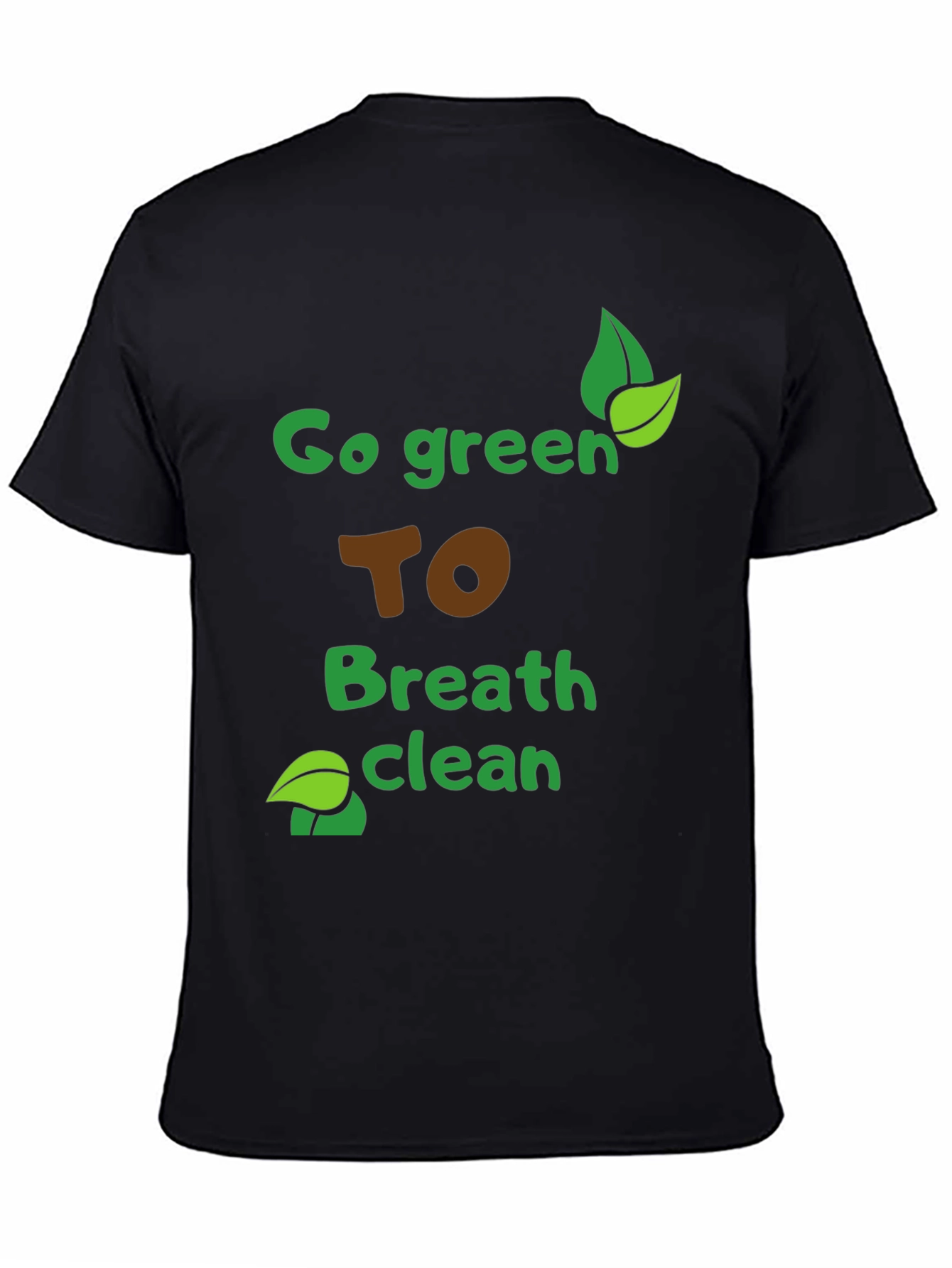 Black Eco-Friendly "Go Green" Graphic Tee - Breathe Clean Air! view 4