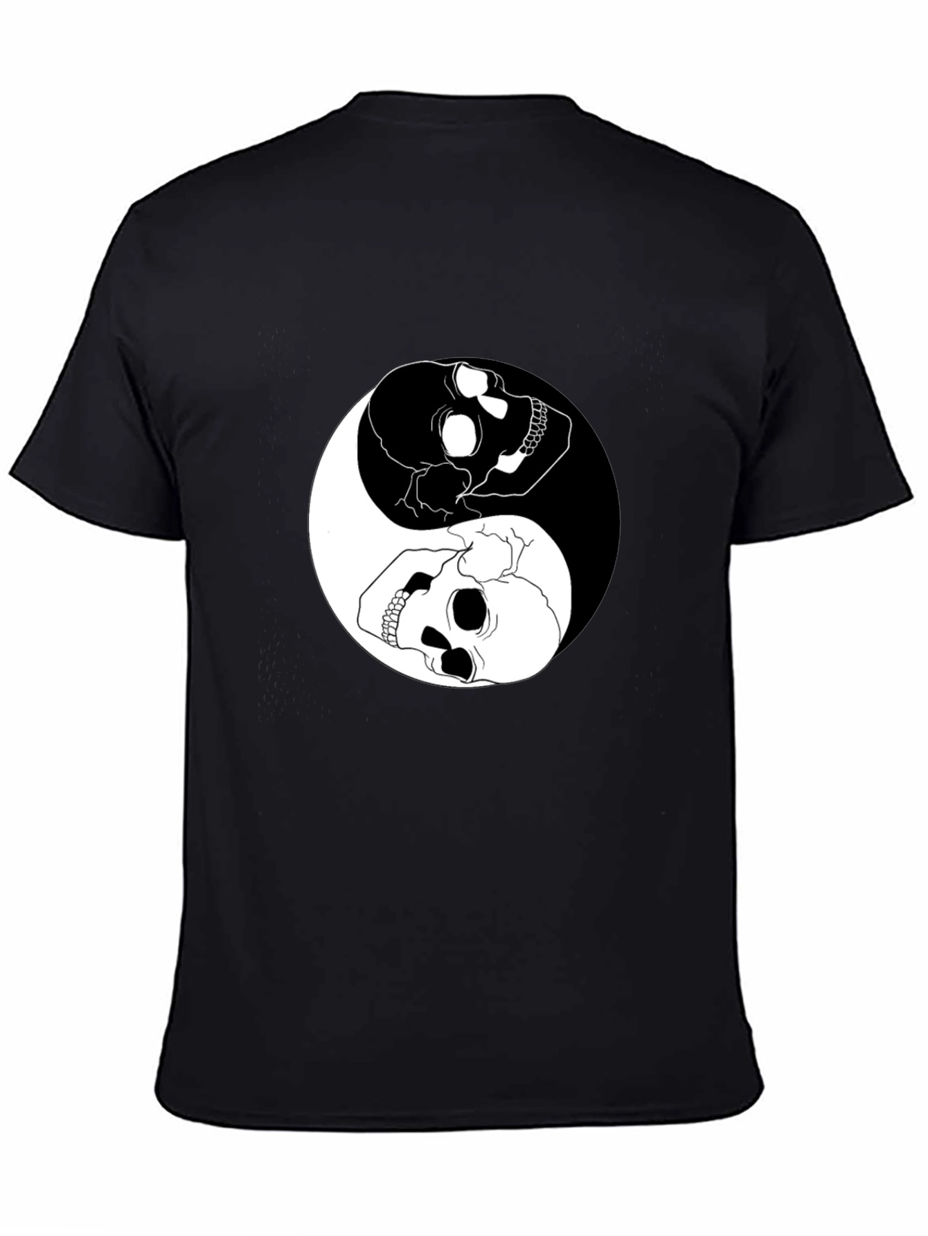 Black Yin Yang Skull Graphic T-Shirt - Black Cotton Tee view 4