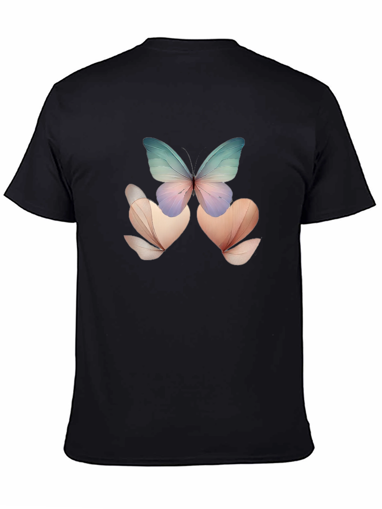 Black Butterfly Floral Black T-Shirt view 4