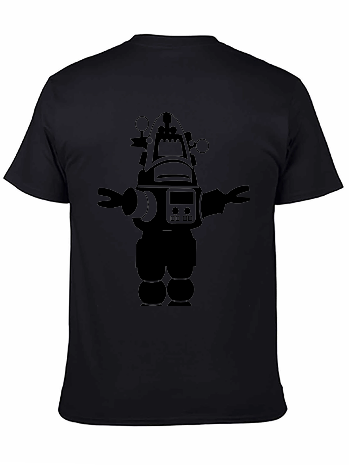 Black Robot Graphic Black T-Shirt Cool Design view 4