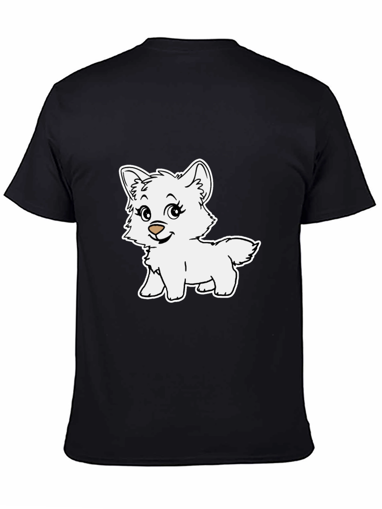 Black Cute Cartoon Puppy Graphic T-Shirt - Black view 4
