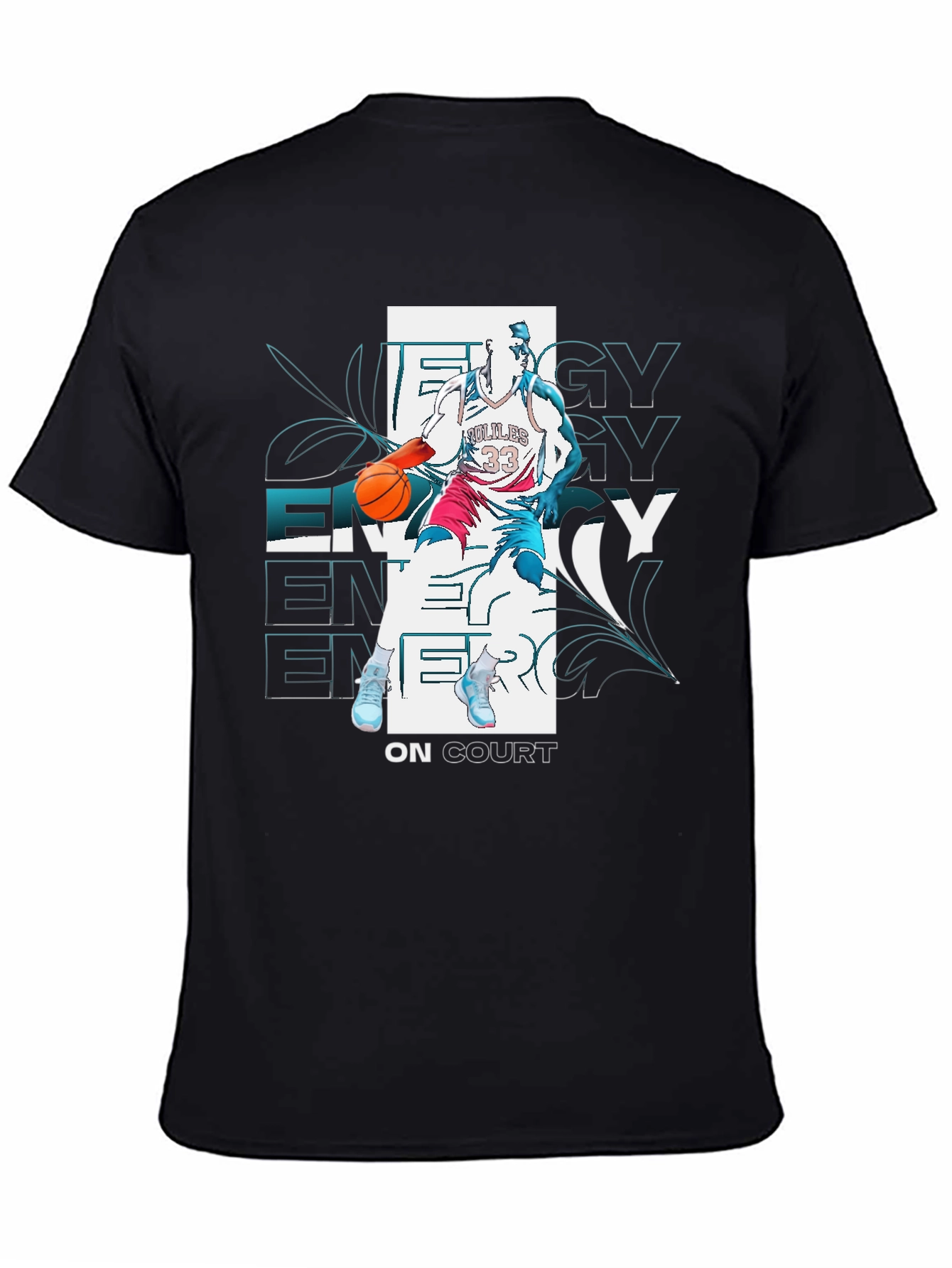 Black Energy On Court Basketball Graphic Tee view 4