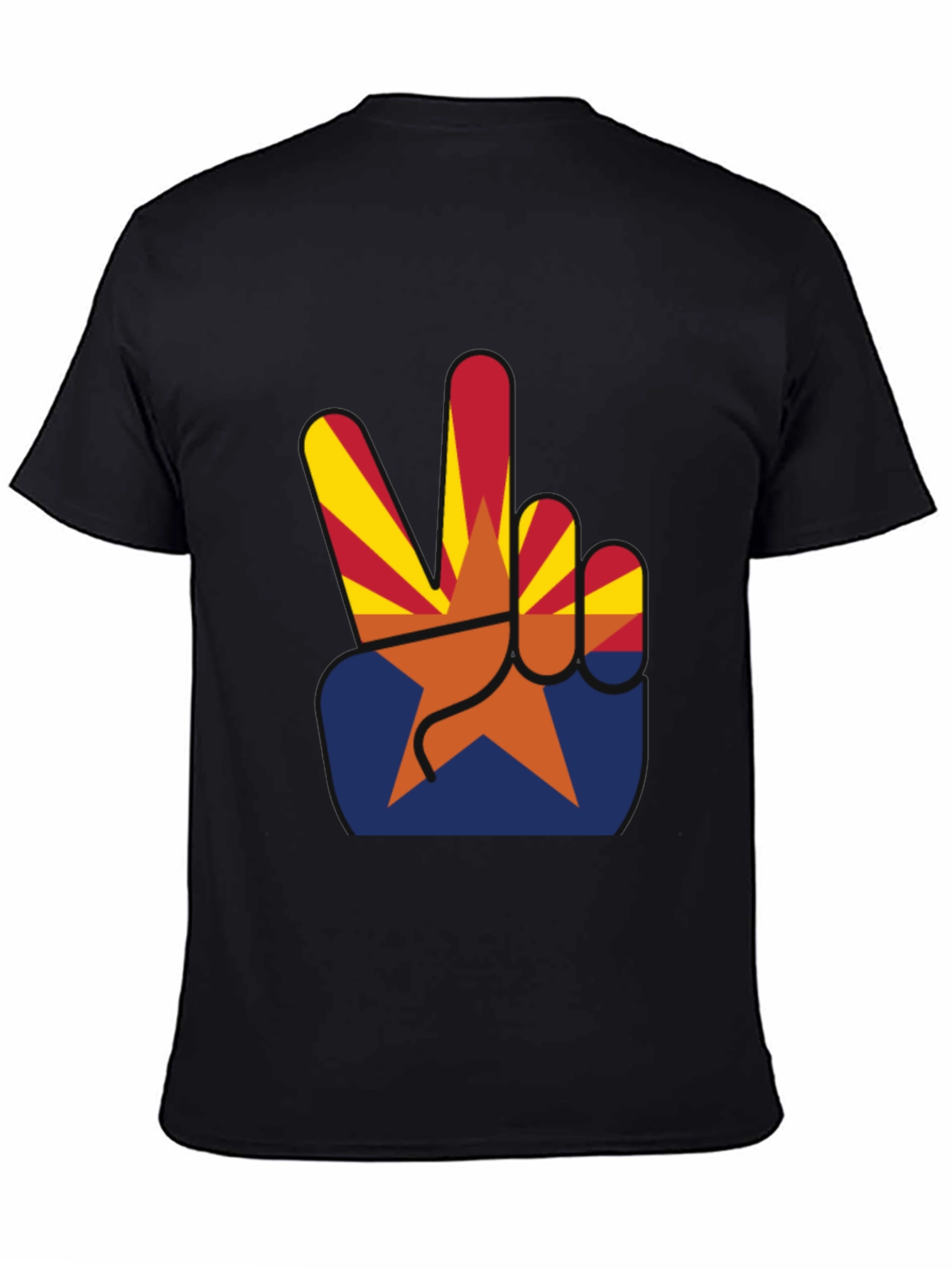 Black Arizona Peace Sign Graphic Tee - Black Cotton T-Shirt view 4