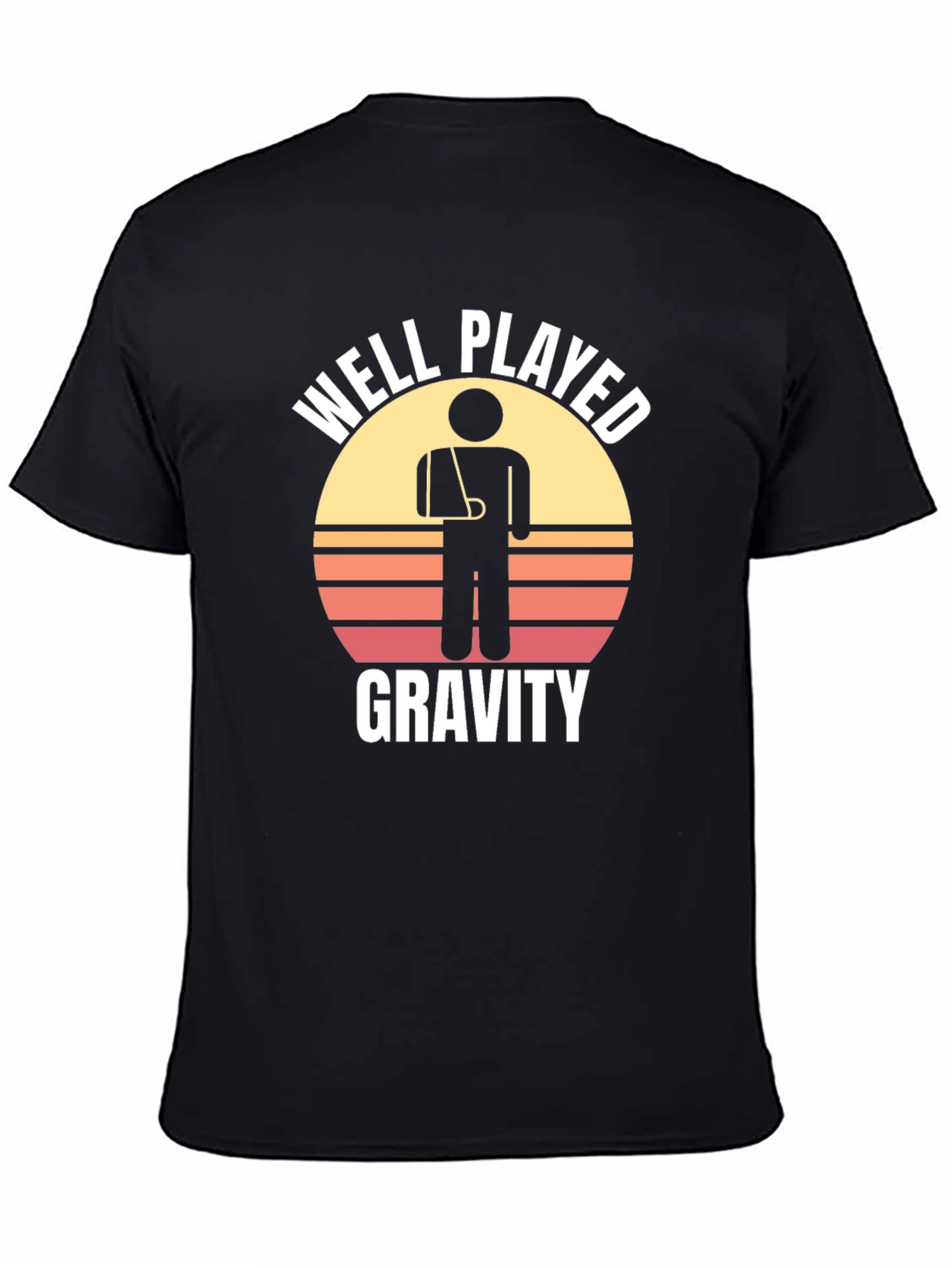 Black Well Played Gravity Graphic T-Shirt - Broken Arm Humor view 4