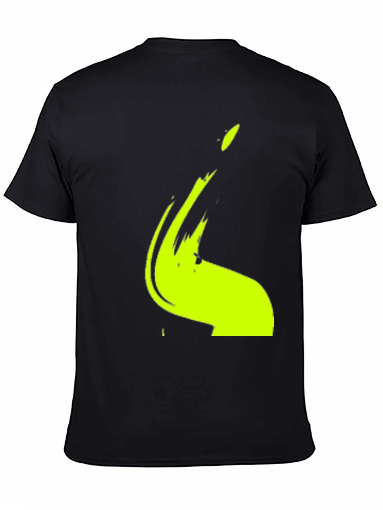 Black Modern Graphic Tee - Abstract Lime Print view 4