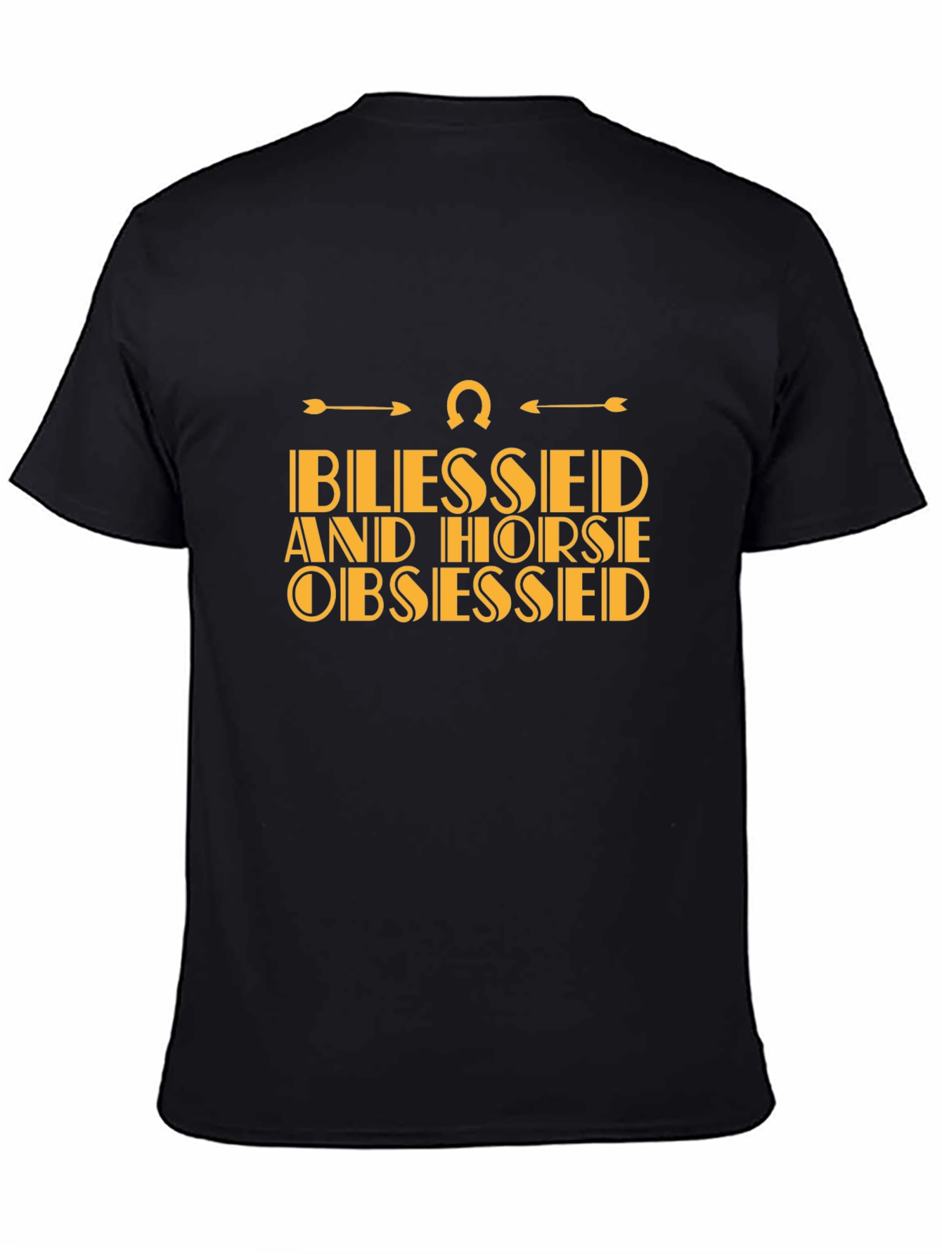 Black Blessed and Horse Obsessed Black T-Shirt view 4