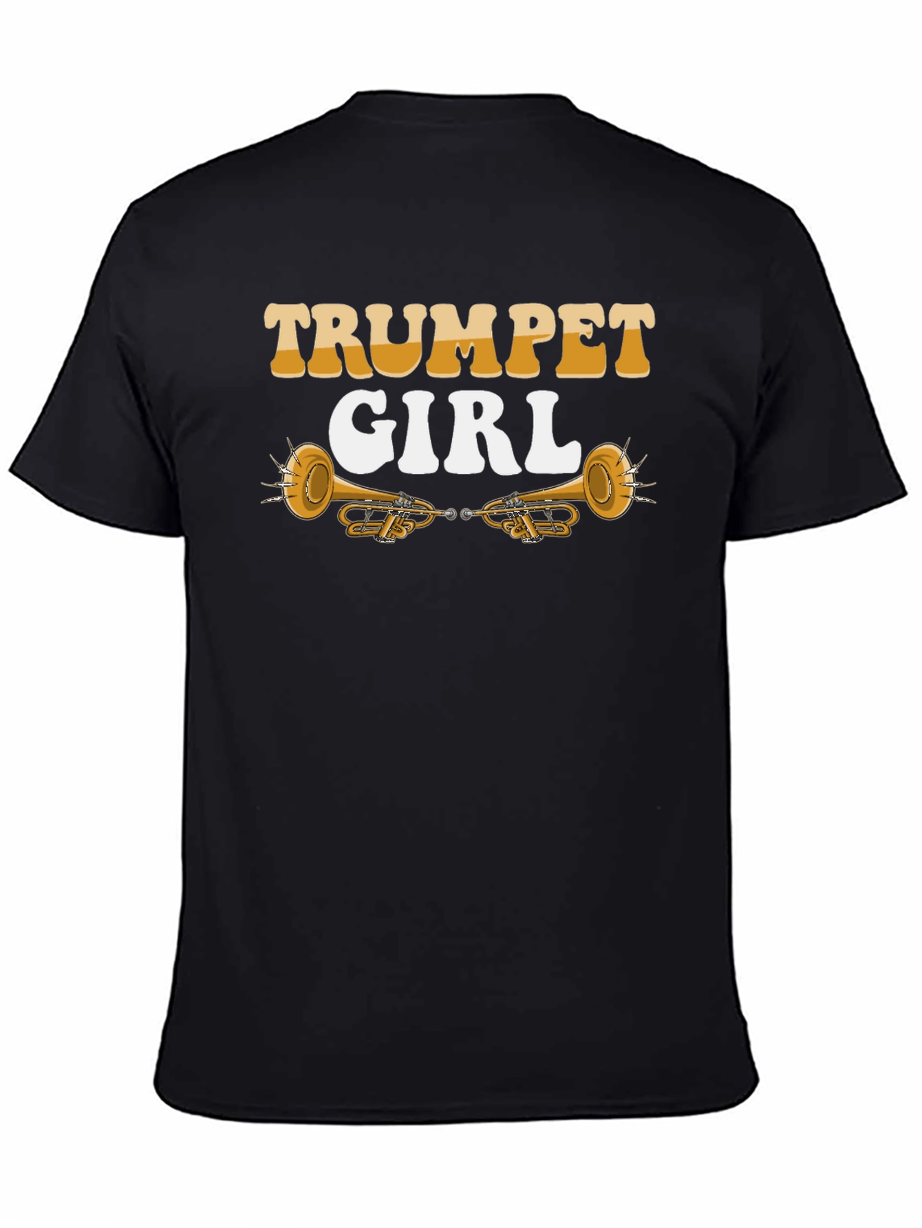 Black Trumpet Girl Graphic T-Shirt, Music Lover Tee view 4