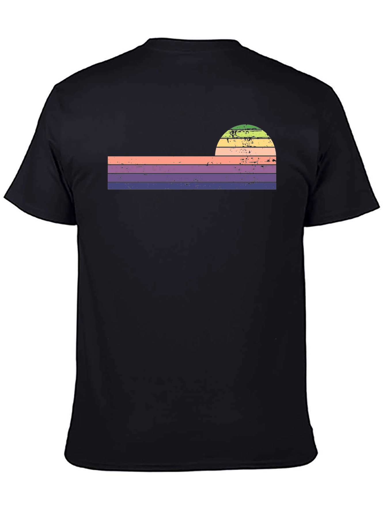 Black Retro Sunset Striped Graphic Tee view 4