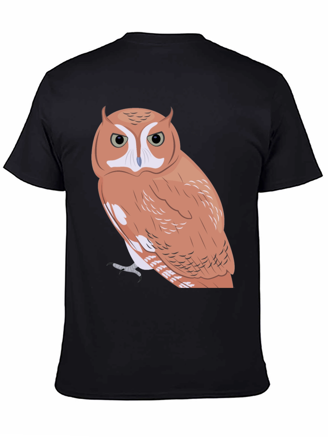Black Owl Graphic Tee - Men's Black Cotton Blend T-Shirt view 4