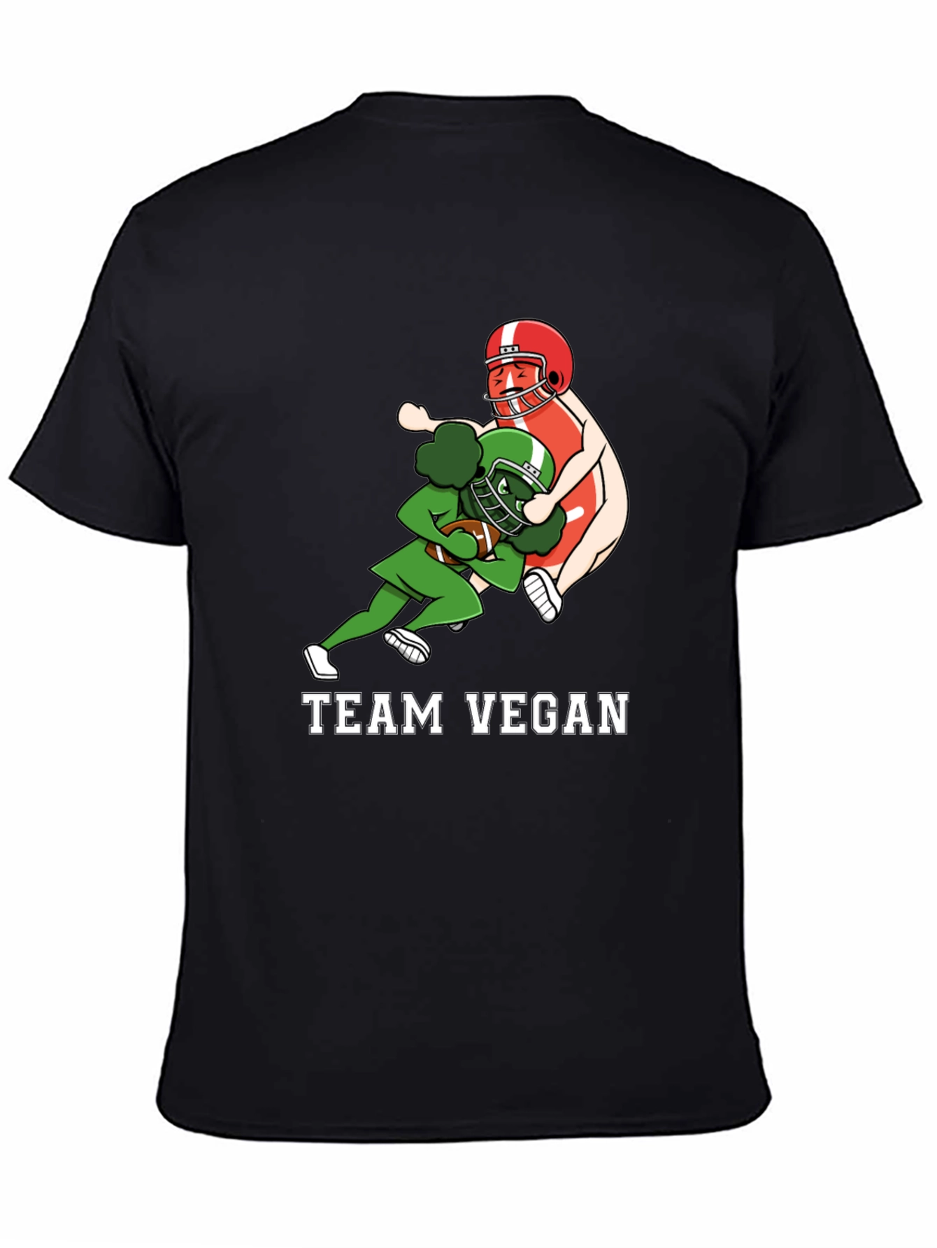 Black Team Vegan Football T-Shirt - Funny Vegan Gift view 4