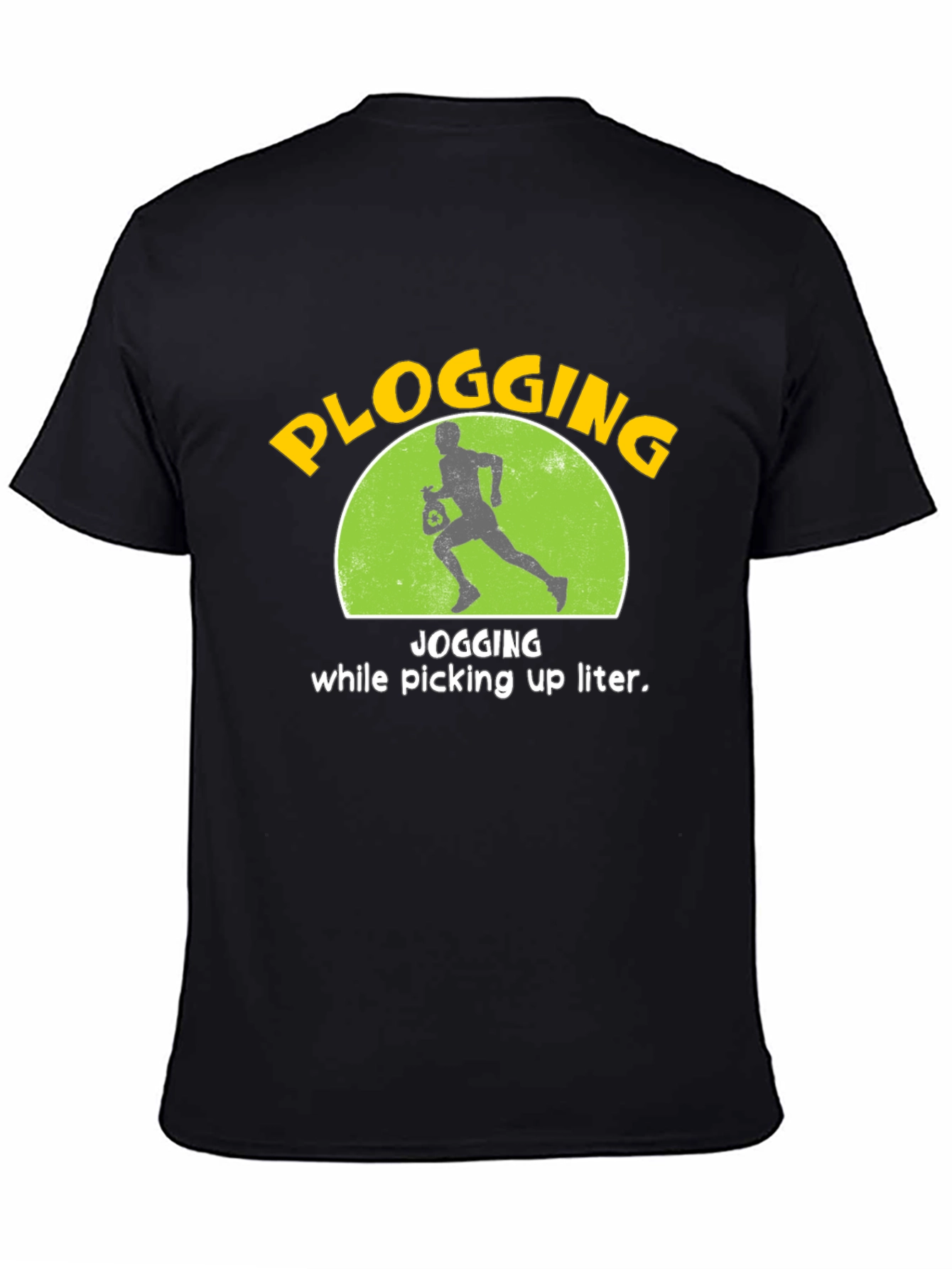 Black Plogging T-Shirt: Jogging While Picking Up Litter! view 4
