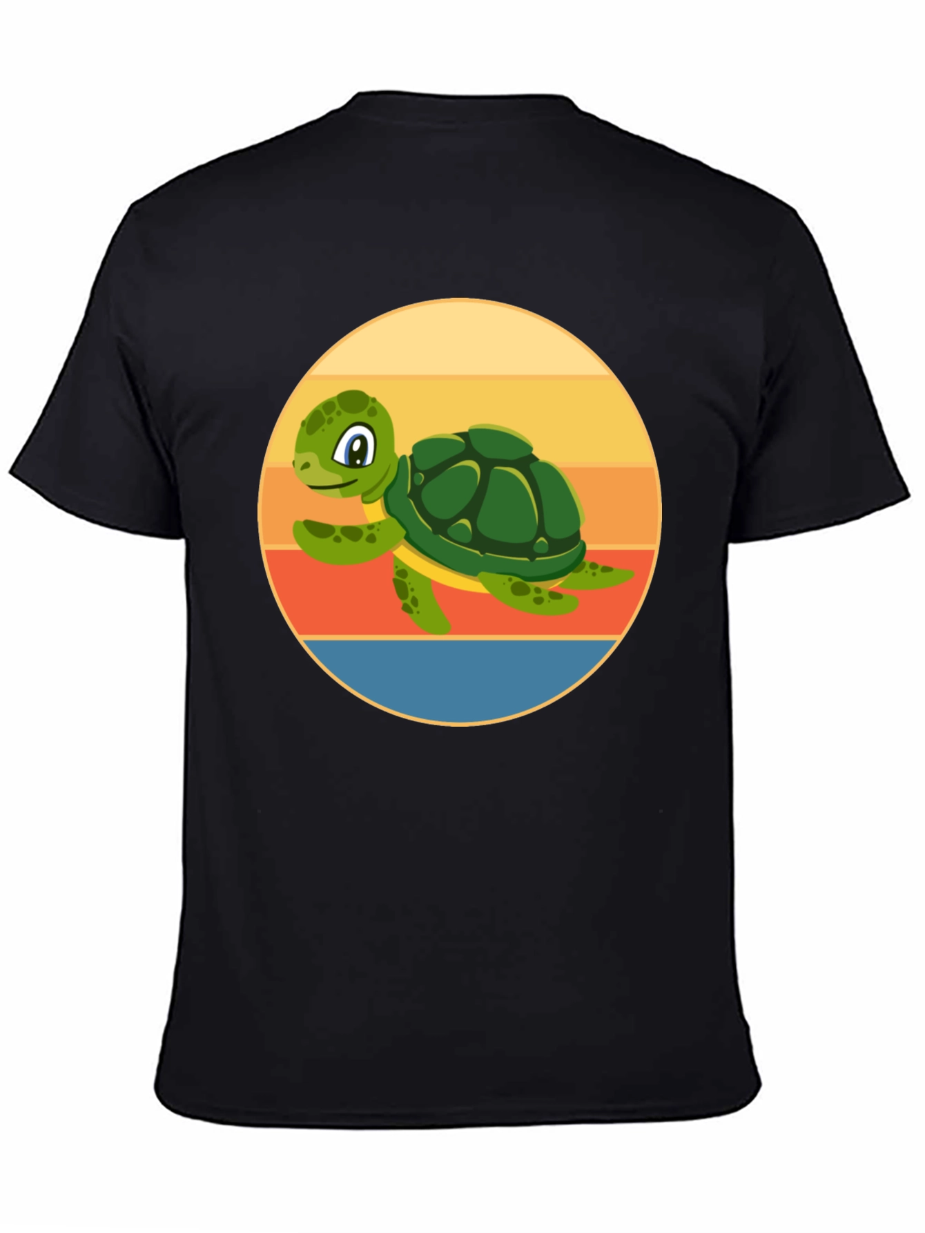 Black Cute Turtle Graphic Tee - Retro Style view 4