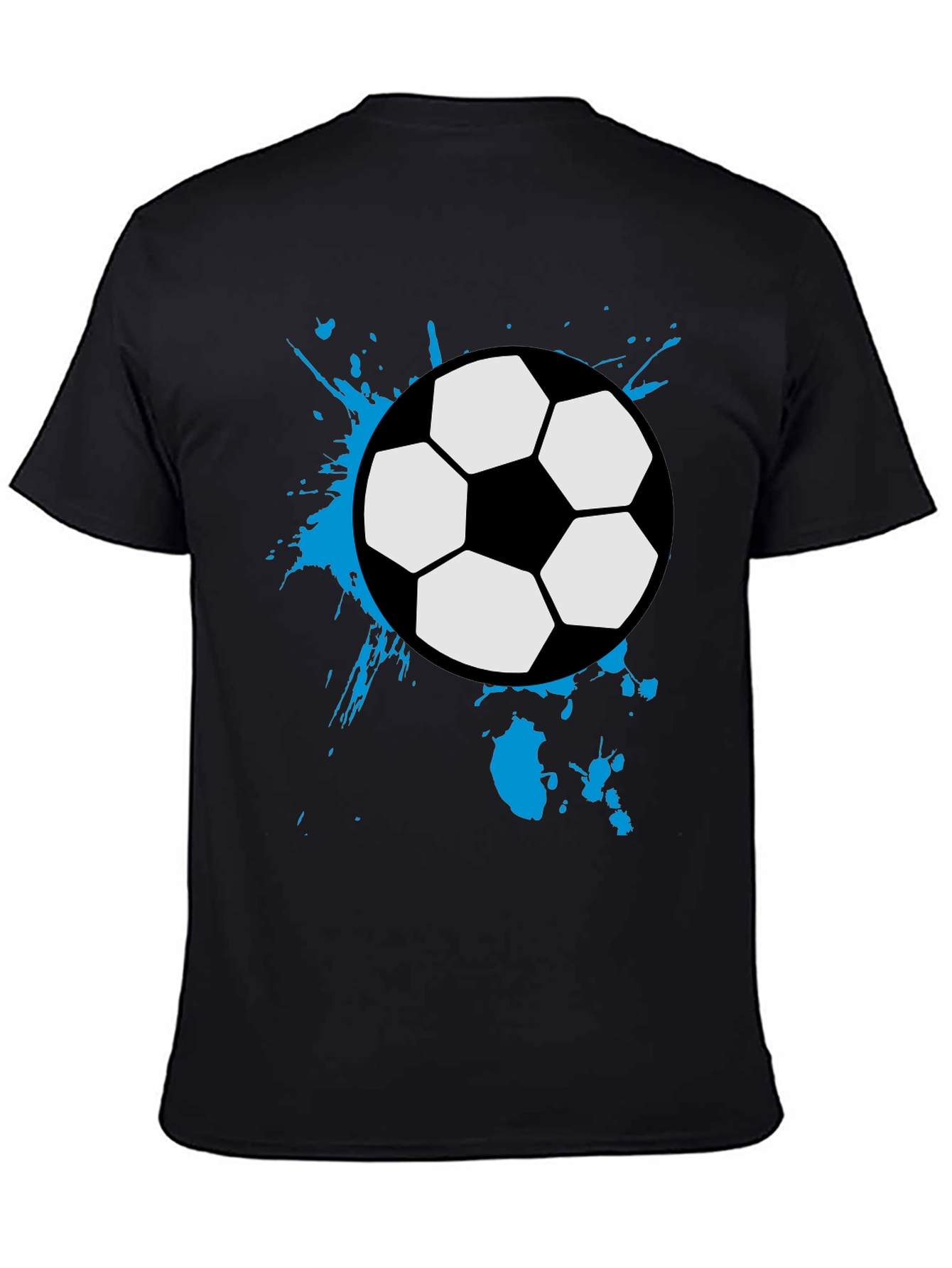 Black Soccer Ball Splash Tee - Black Cotton Graphic T-Shirt view 4