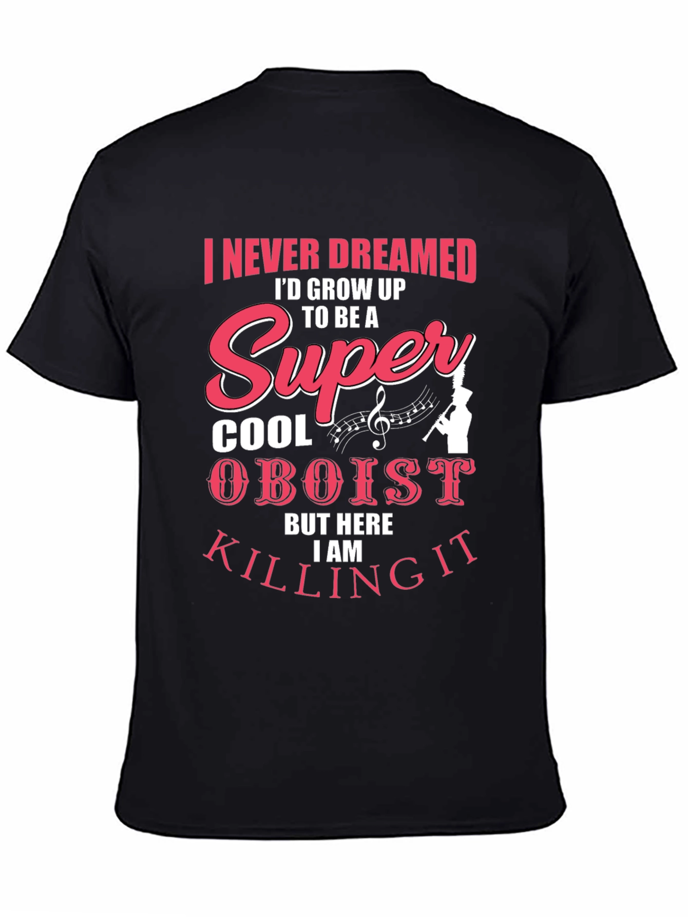 Black Super Cool Oboist Tee - Music Lover's T-Shirt view 4