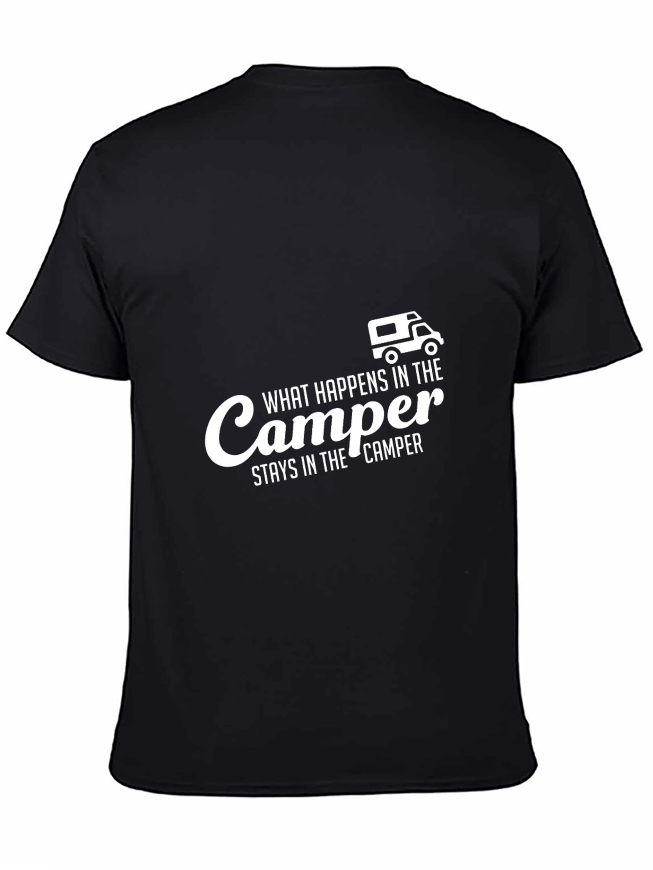 Black Camper Slogan Graphic Tee - Black Cotton T-Shirt view 4