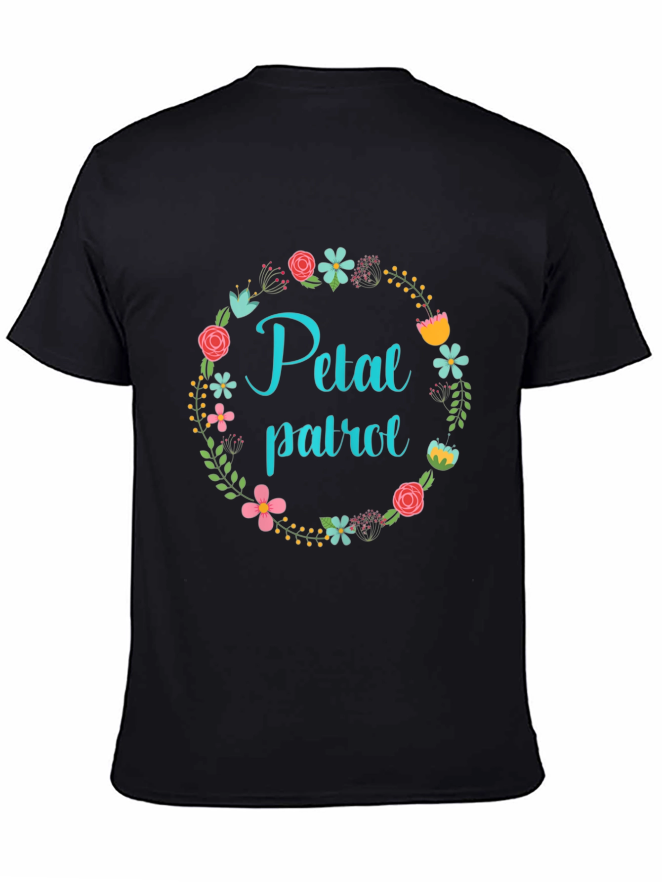 Black Floral Petal Patrol Black T-Shirt view 4