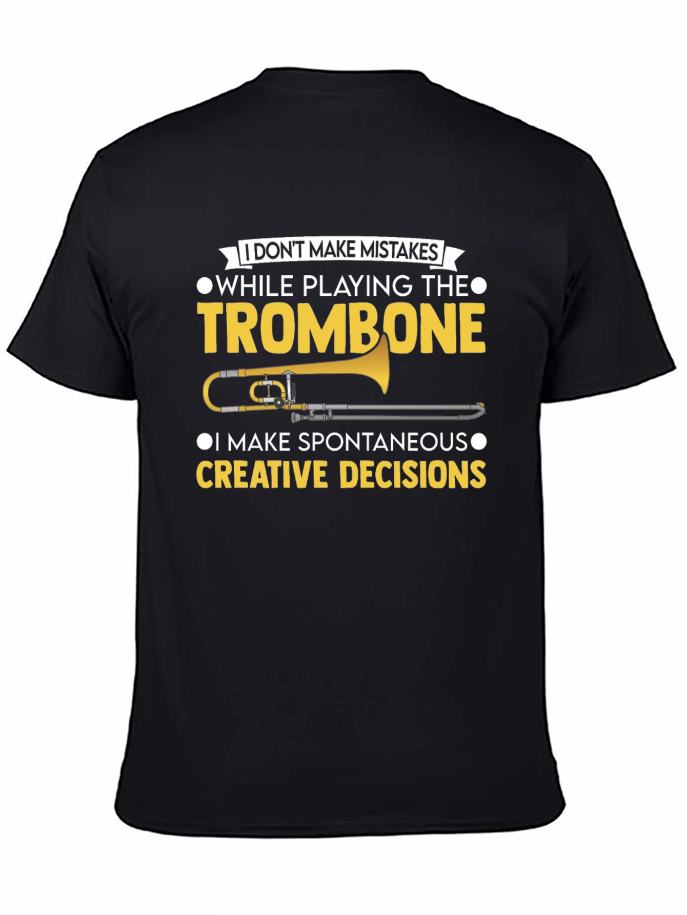 Black Trombone Player Funny Graphic T-Shirt view 4