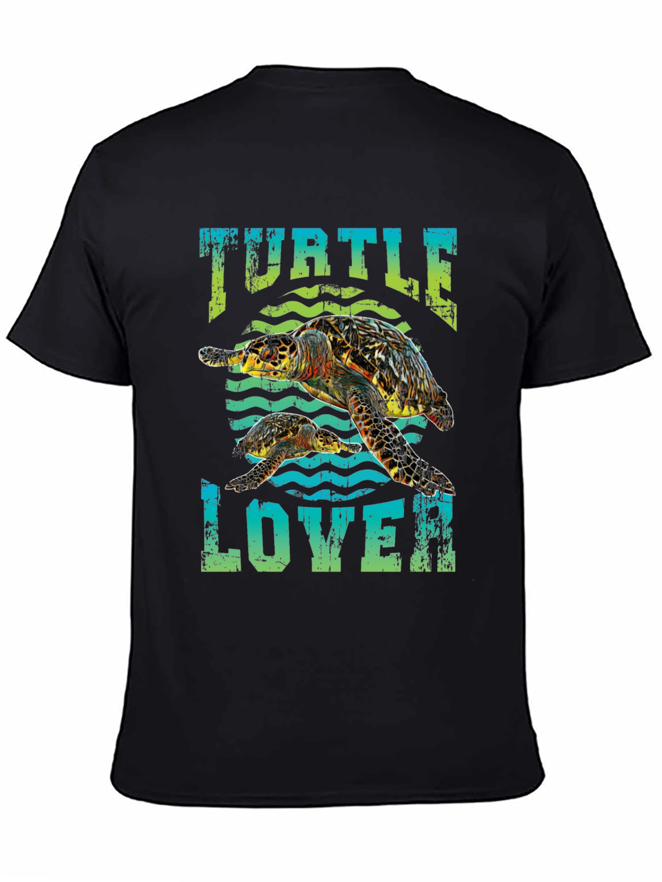 Black Turtle Lover Graphic Tee - Black Cotton T-Shirt view 4