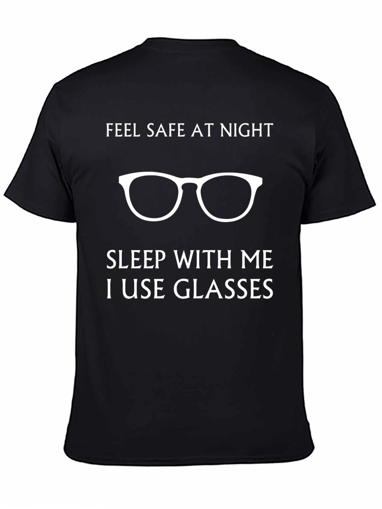 Black Funny Sleep With Me Glasses Graphic T-Shirt view 4