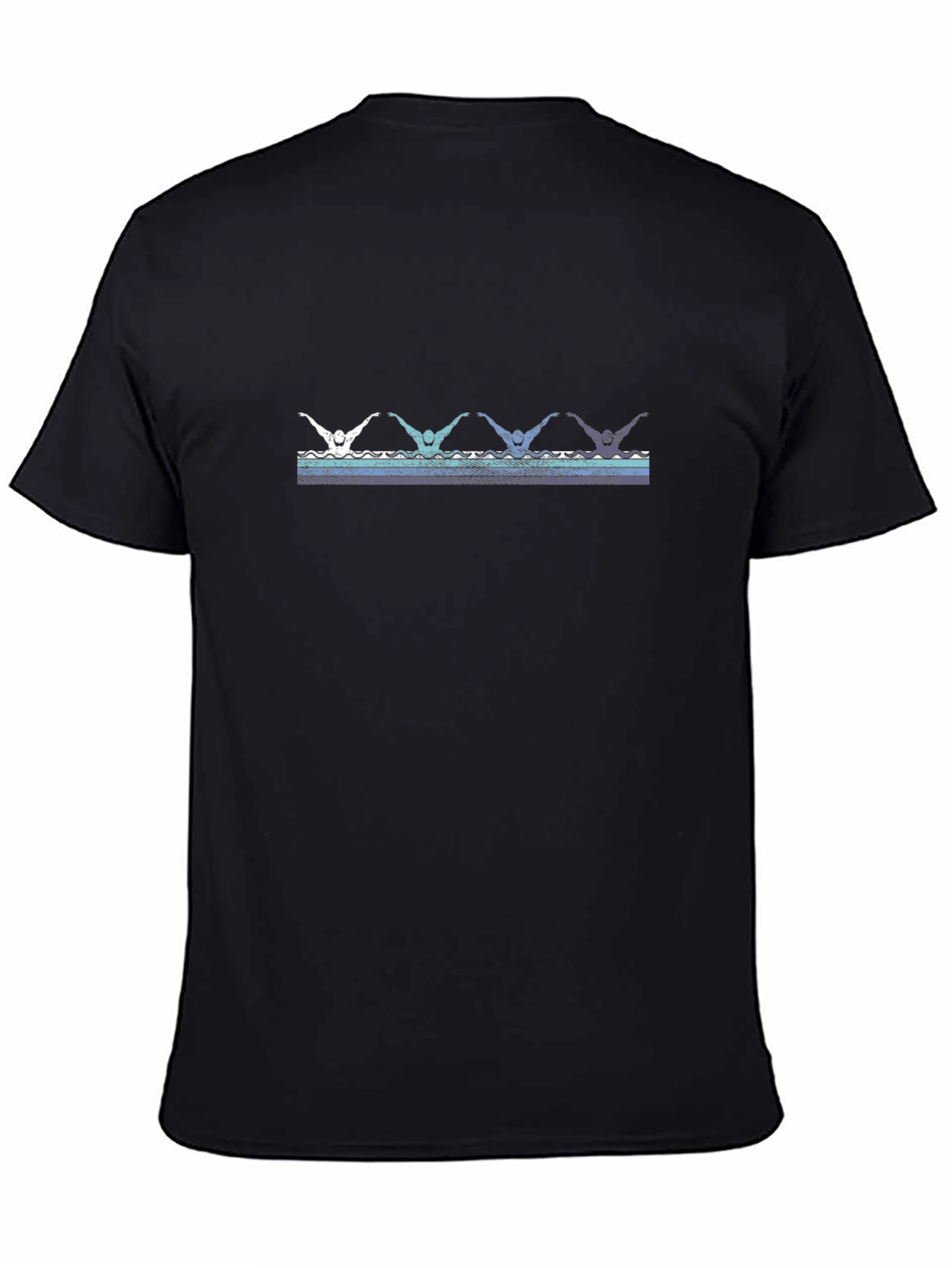 Black Retro Swimmers Black T-Shirt view 4