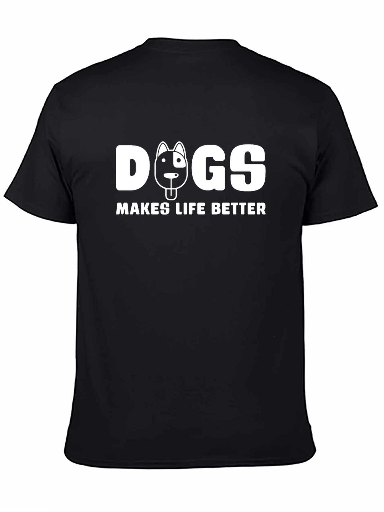 Black Dogs Make Life Better T-Shirt - Black view 4