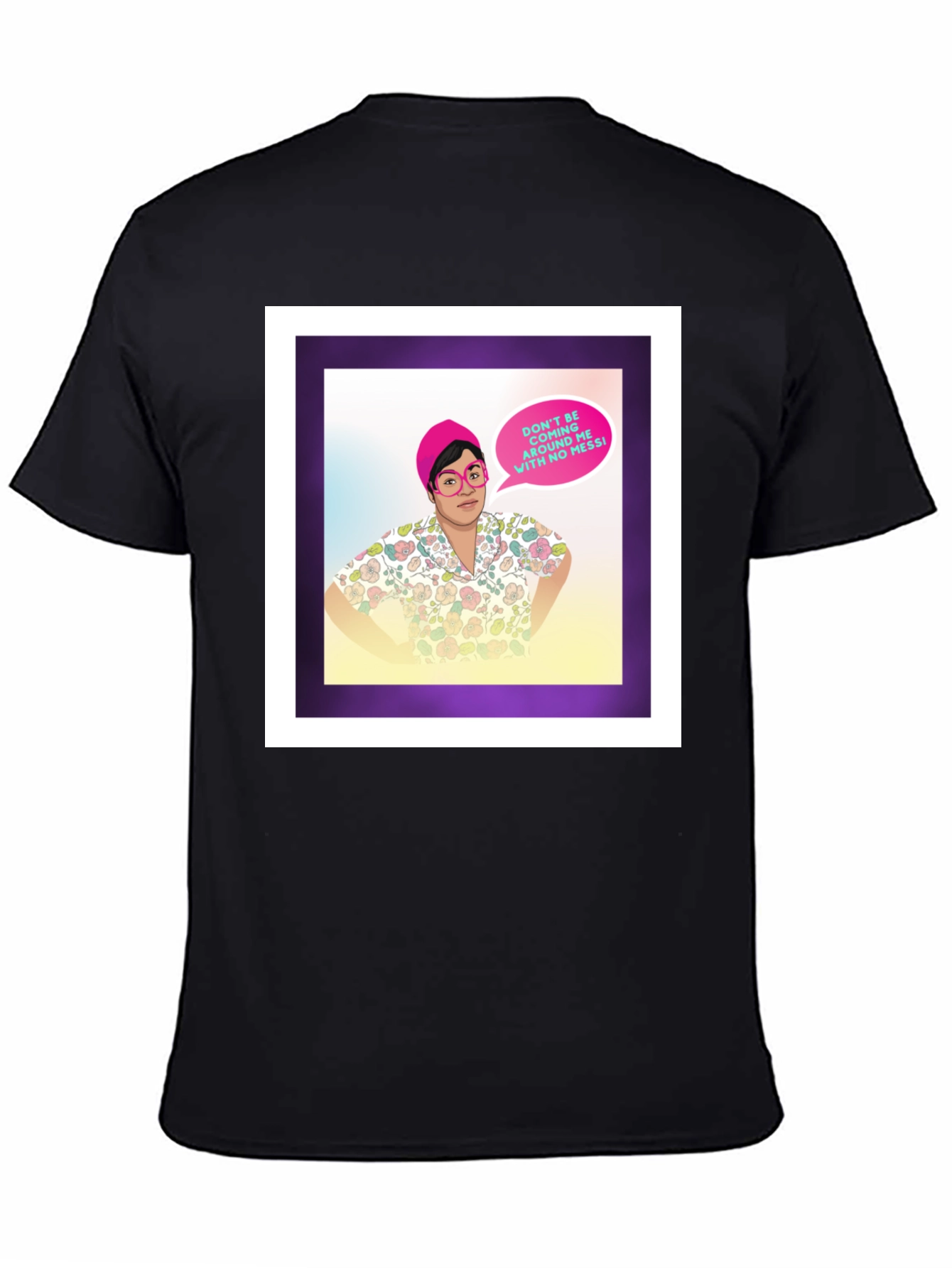 Black Funny Graphic T-Shirt - "No Messi" Quote view 4