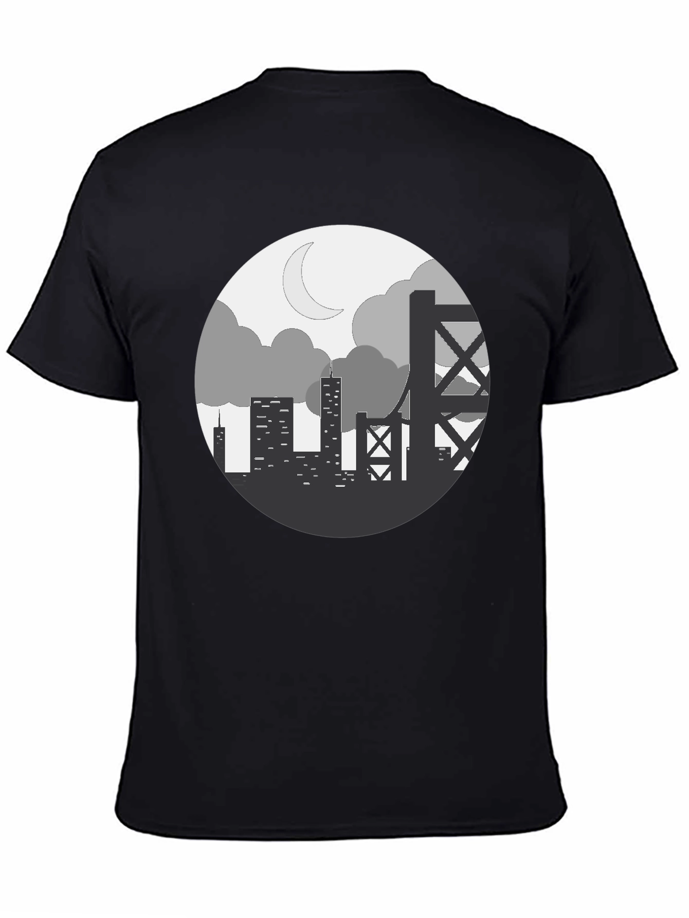 Black Cityscape Silhouette Graphic Tee - Black view 4