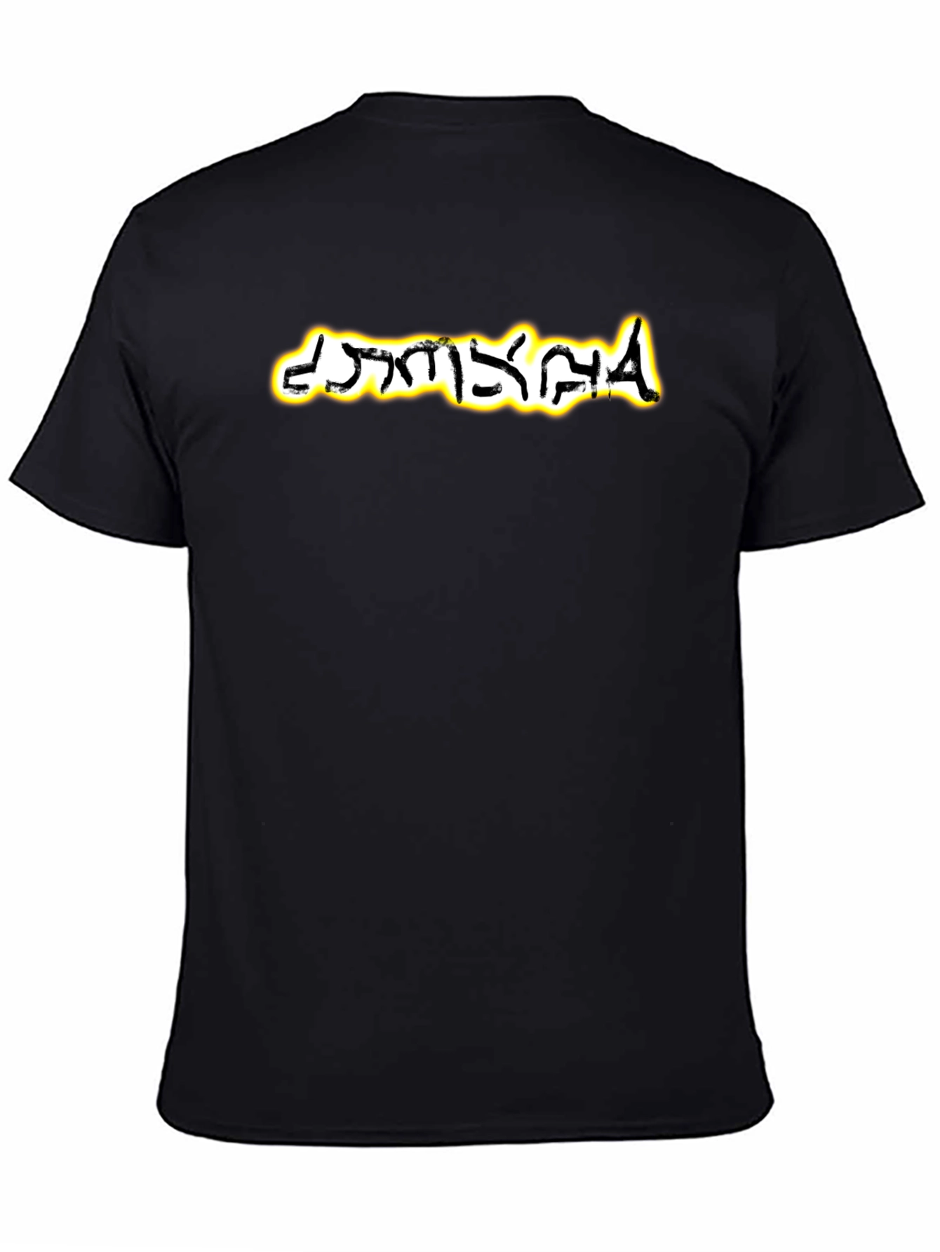 Black Graphic Tee: Unique Script, Soft Black Cotton view 4