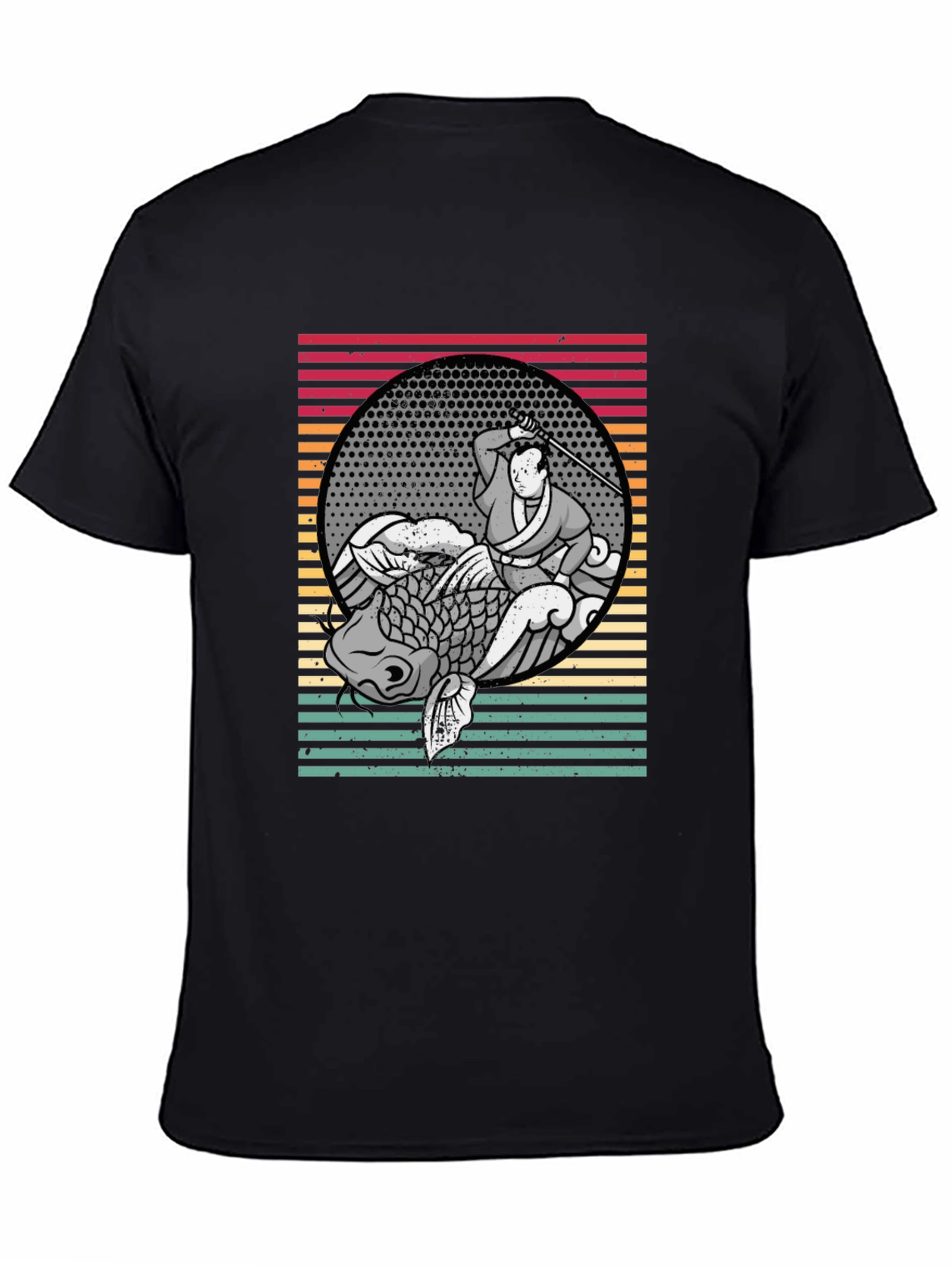 Black Samurai Koi Fish Graphic Tee view 4