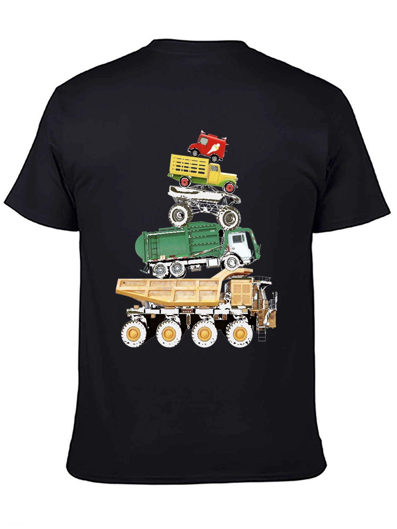Black Truck Stack Graphic Tee - Fun Novelty Design view 4