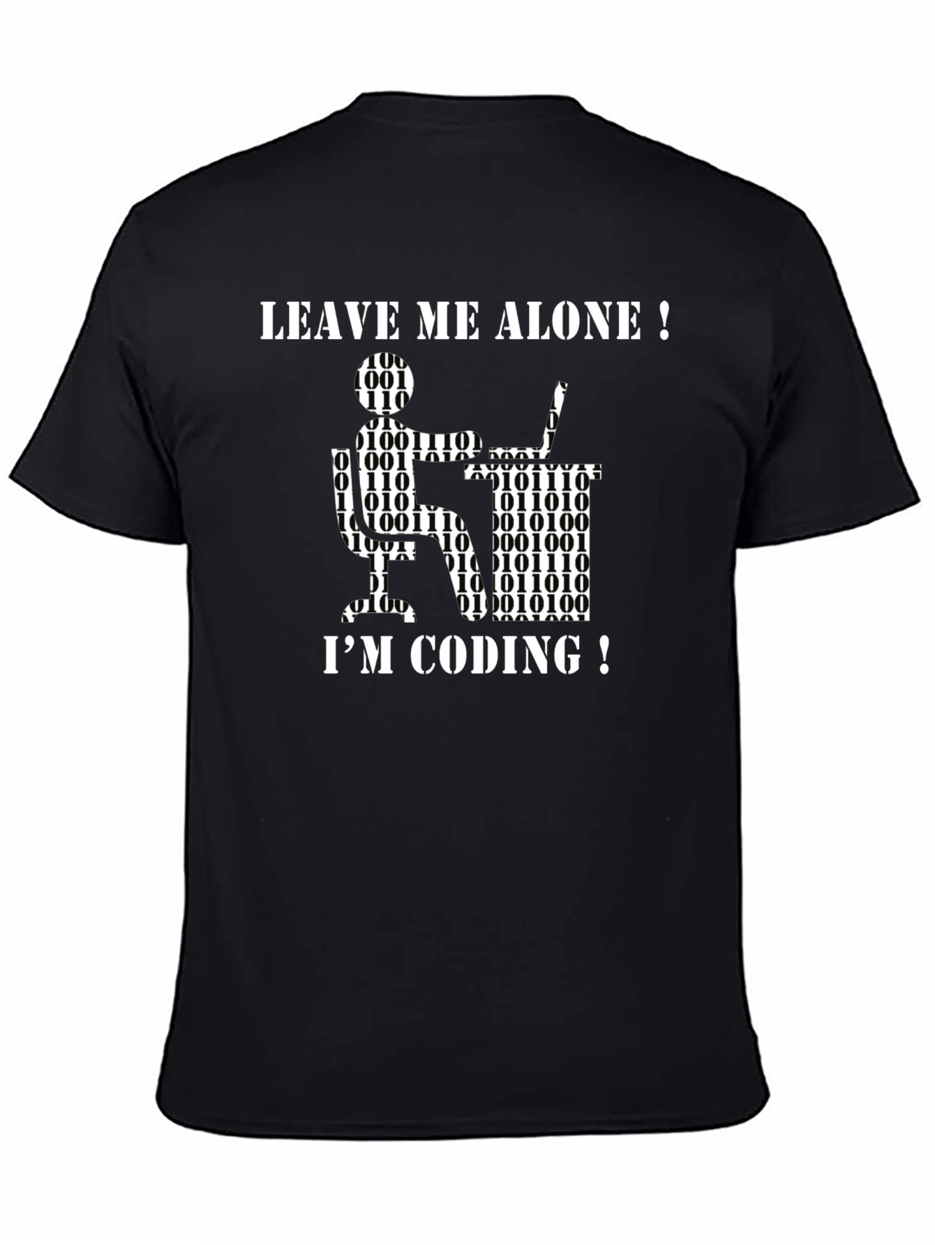 Black Leave Me Alone I'm Coding Graphic T-Shirt view 4