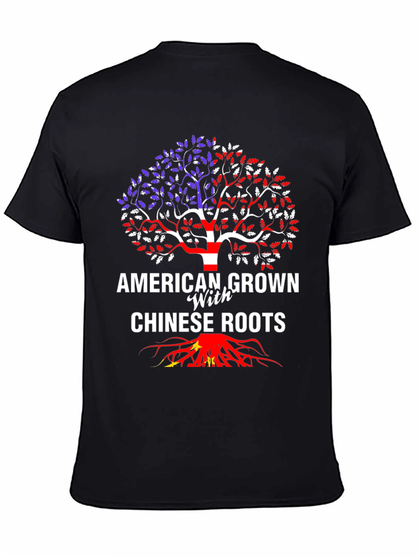 Black American Grown with Chinese Roots T-Shirt view 4